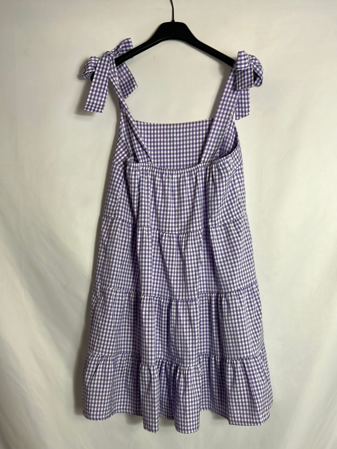 AMELA. Vestido cuadros vichy volantes. T S