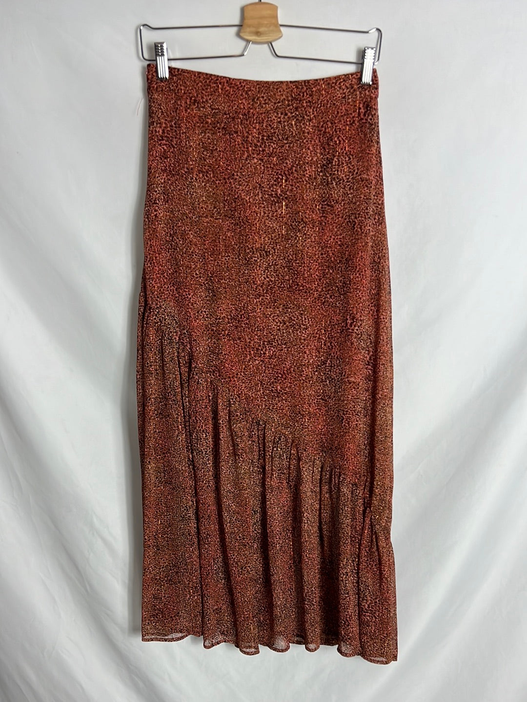 GRACE&MILA. Falda larga estampada hilos dorados. T S