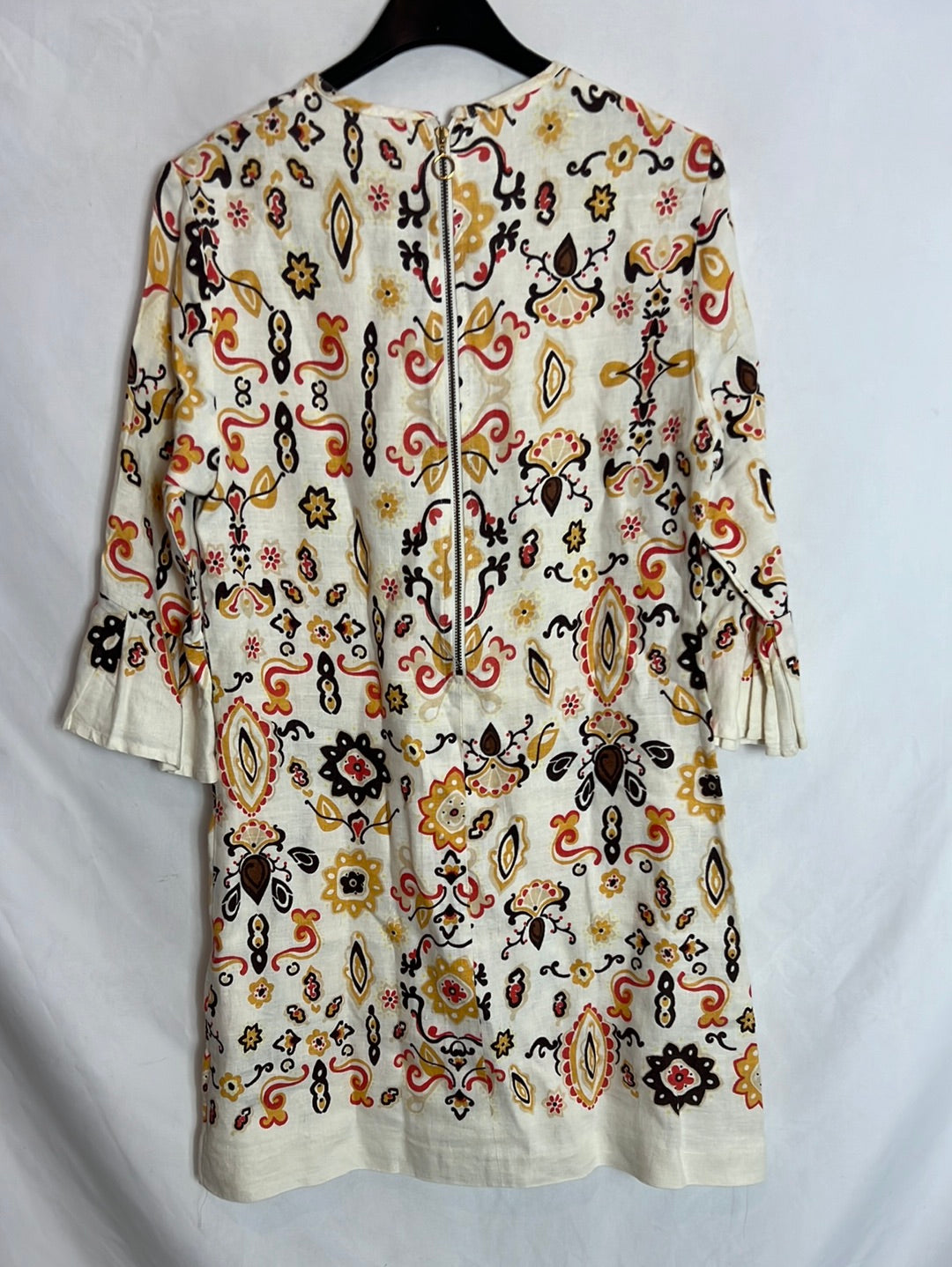 MANGO. Vestido lino flores T.s