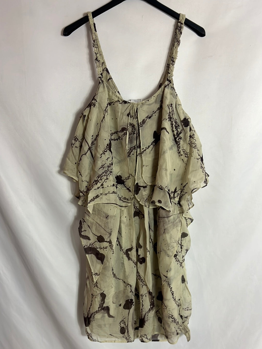 TONYCOHEN. Beige printed silk dress. TM