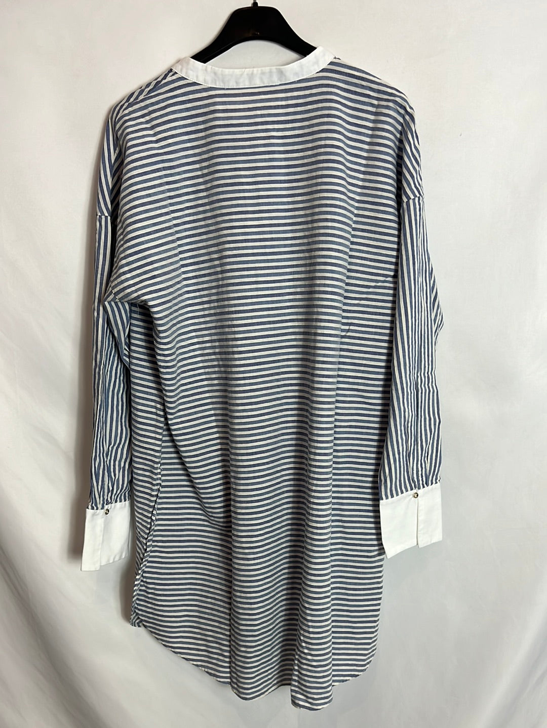 ZARA. Long blouse/dress with stripes and mandarin collar. TL