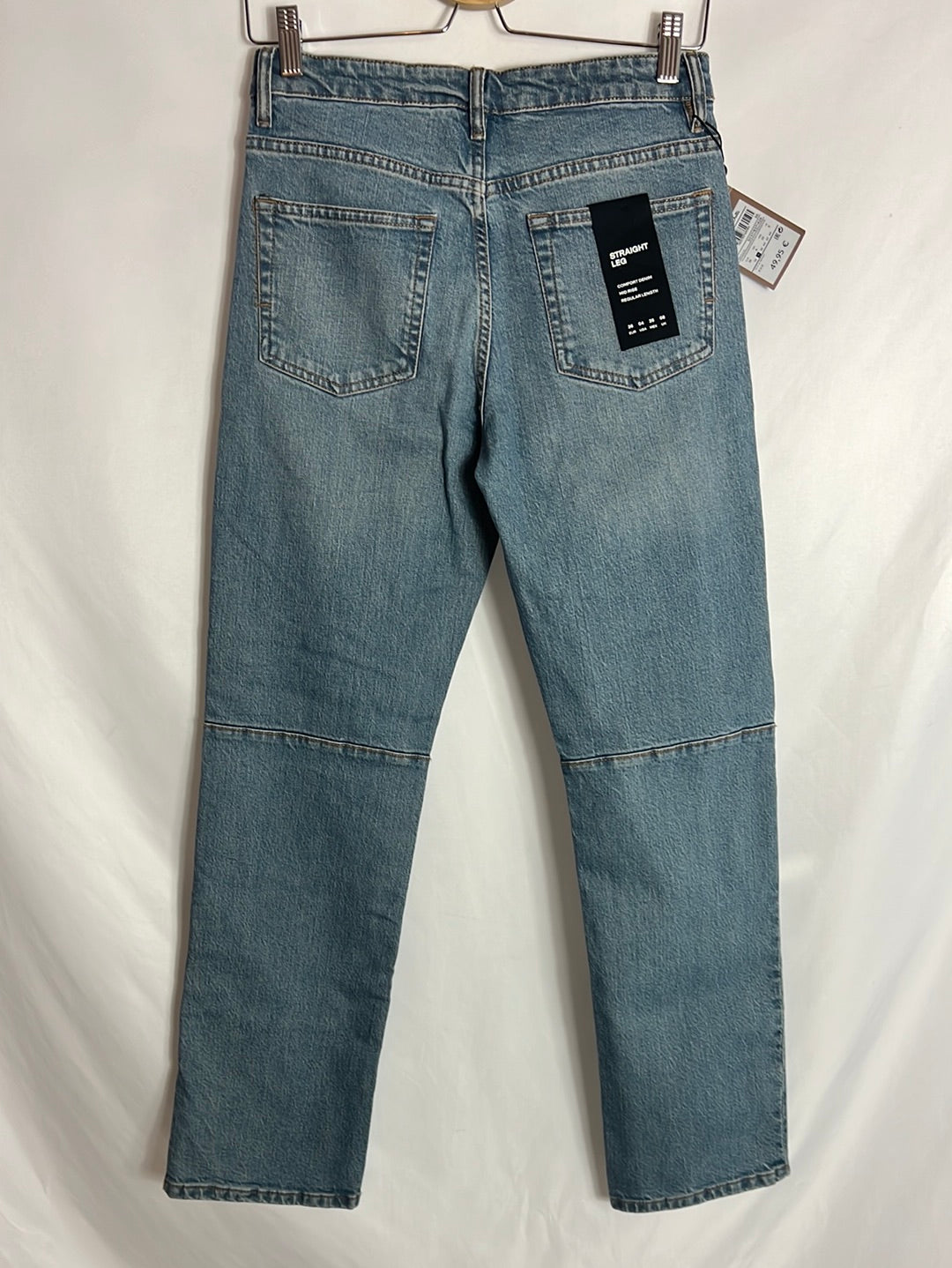 MASSIMO DUTTI. Pantalón denim recto cremallera. T 36