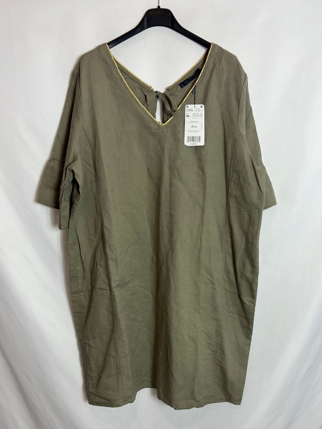VIOLETA BY MANGO. Short green linen dress. Size XL – Hibuy market