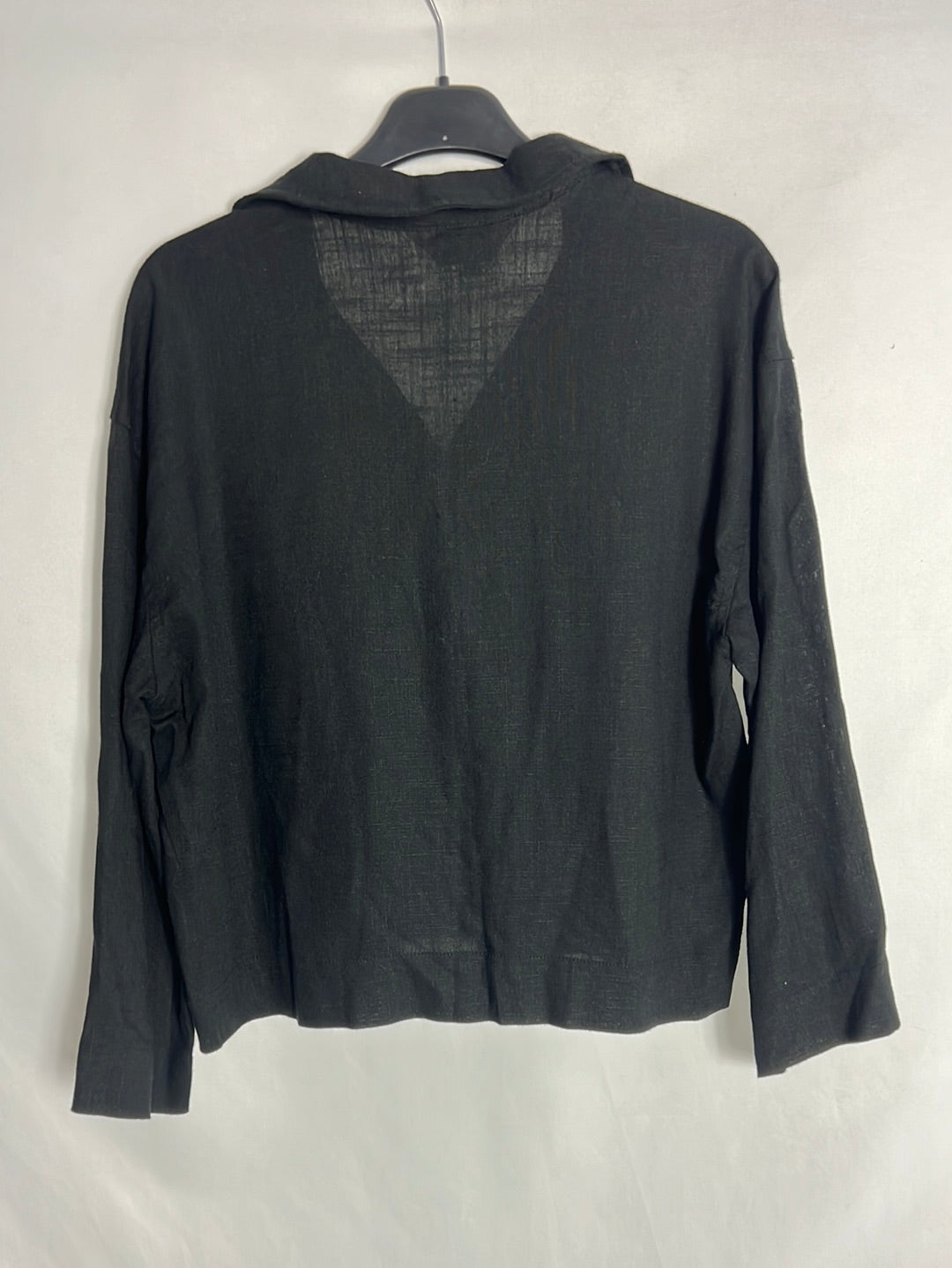PEPALOVES. Blusa negr corta efecto lino.T Xs