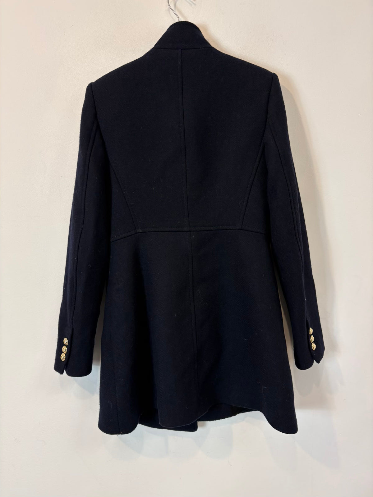 ZARA. Abrigo lana azul marinero
