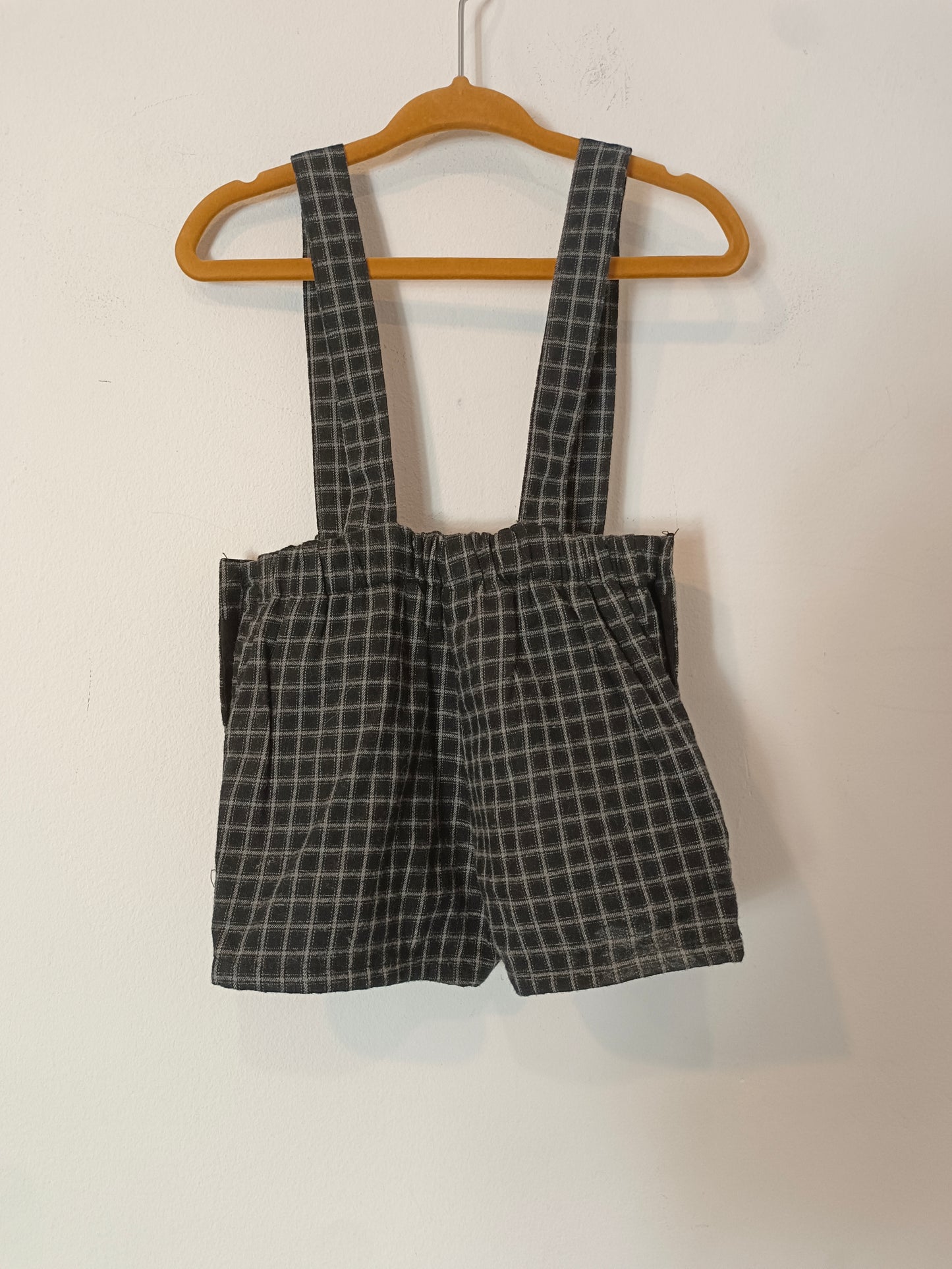 TEX. Black checked dungarees, size 12 months