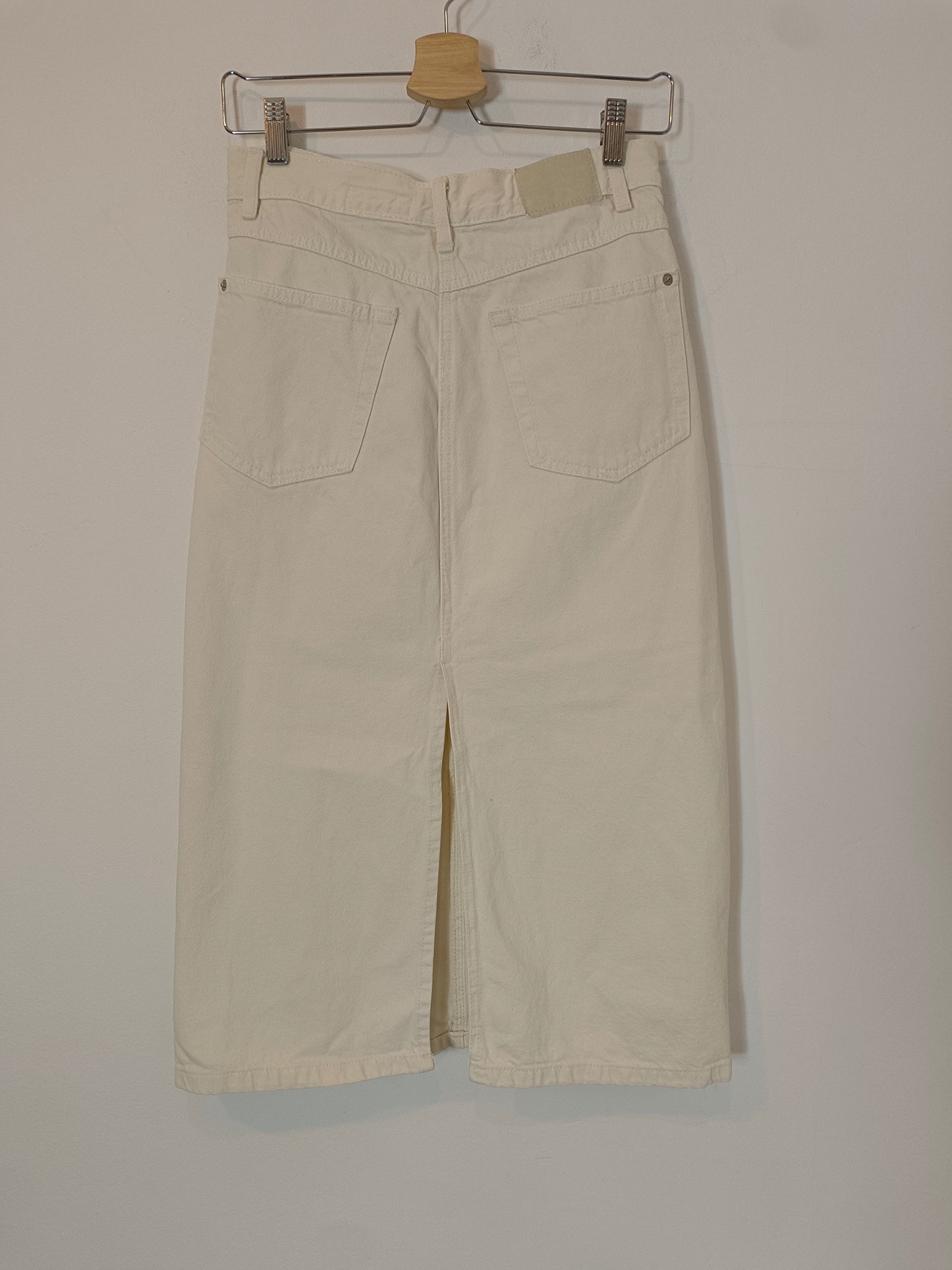 LEFTIES. Falda midi denim beige T.s