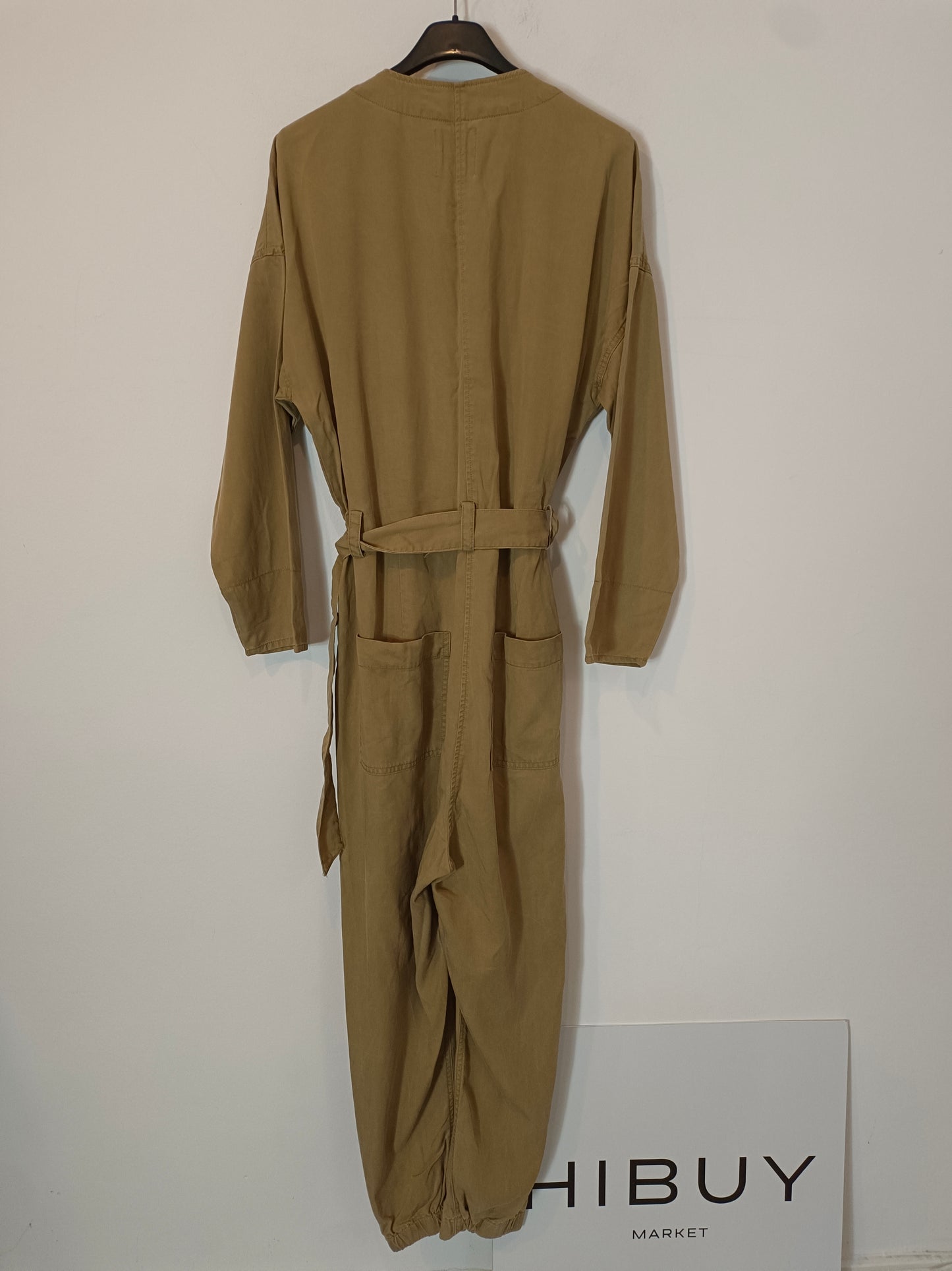 ZARA. Mono largo beige fluido T.m