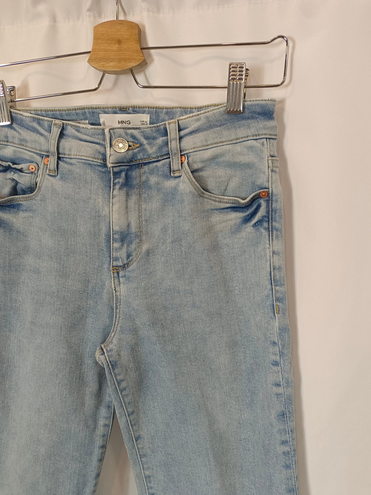 MANGO. Straight-leg denim trousers, size 34