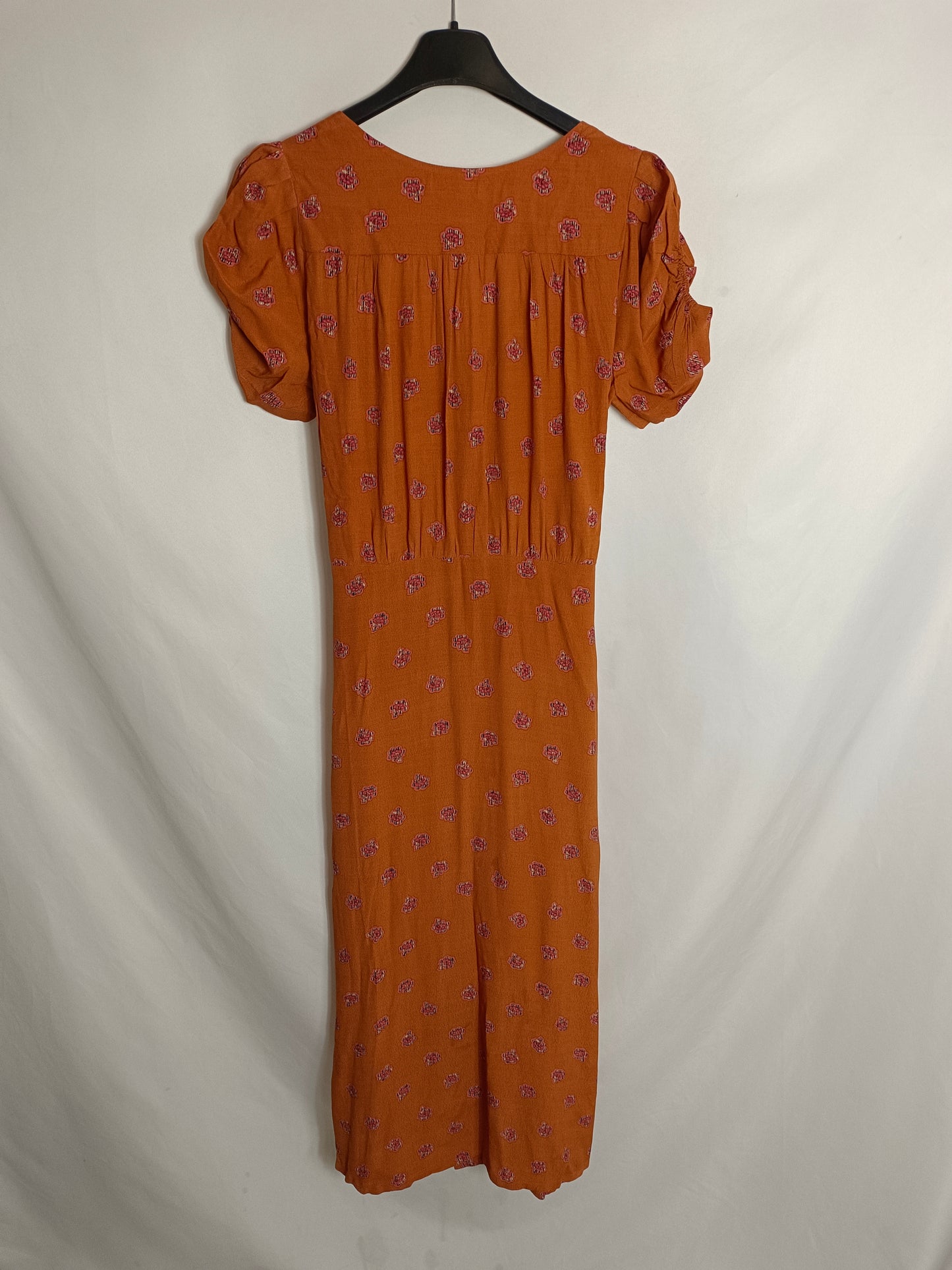 SESSUN. Long orange printed T-shirt dress.