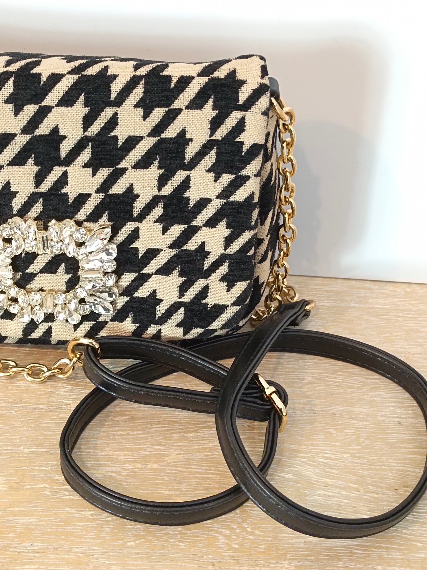 OTHERS. Houndstooth and rhinestone bag