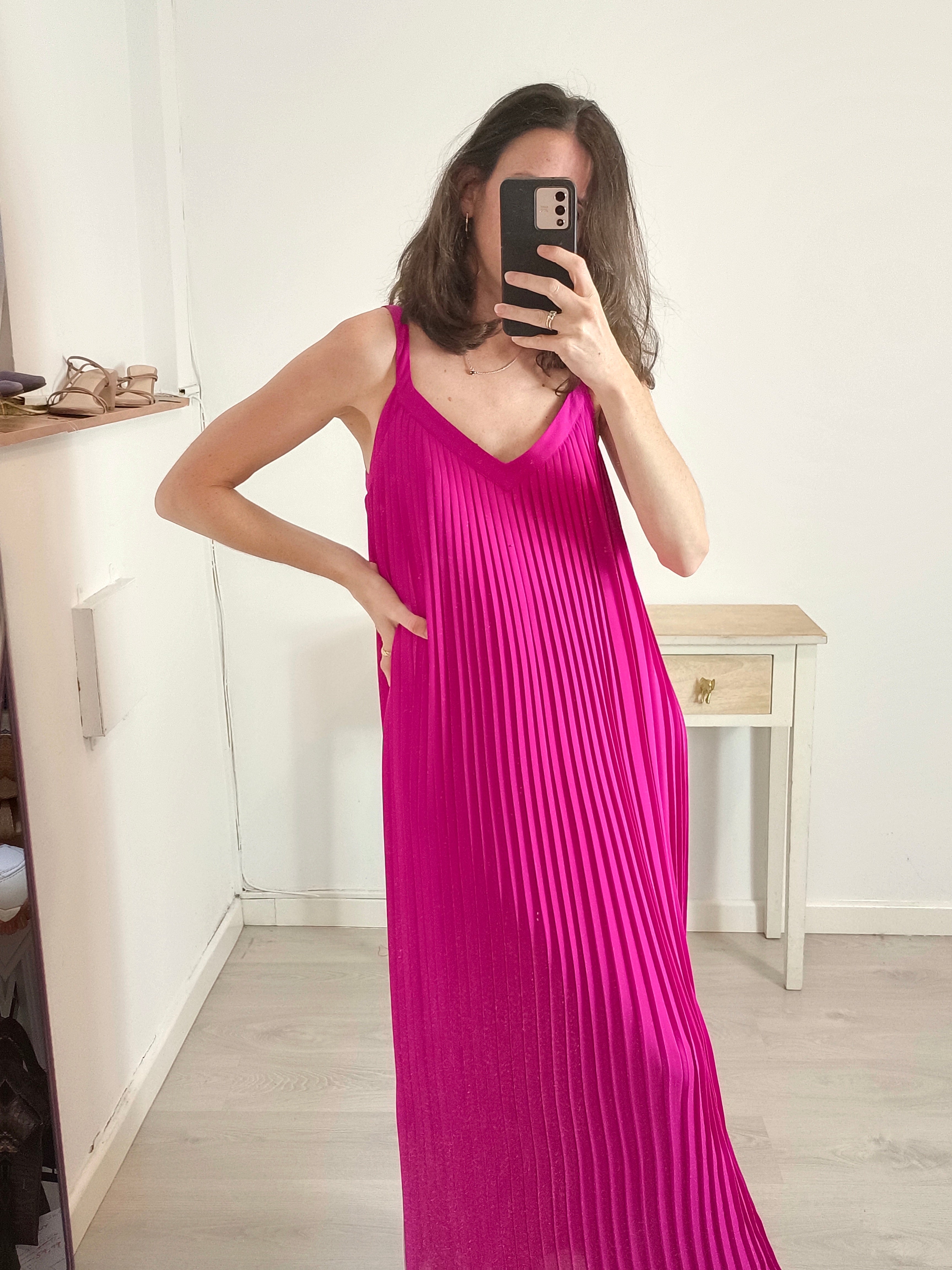 MASSIMO Pleated bougainvillea midi T 36 - Main Image