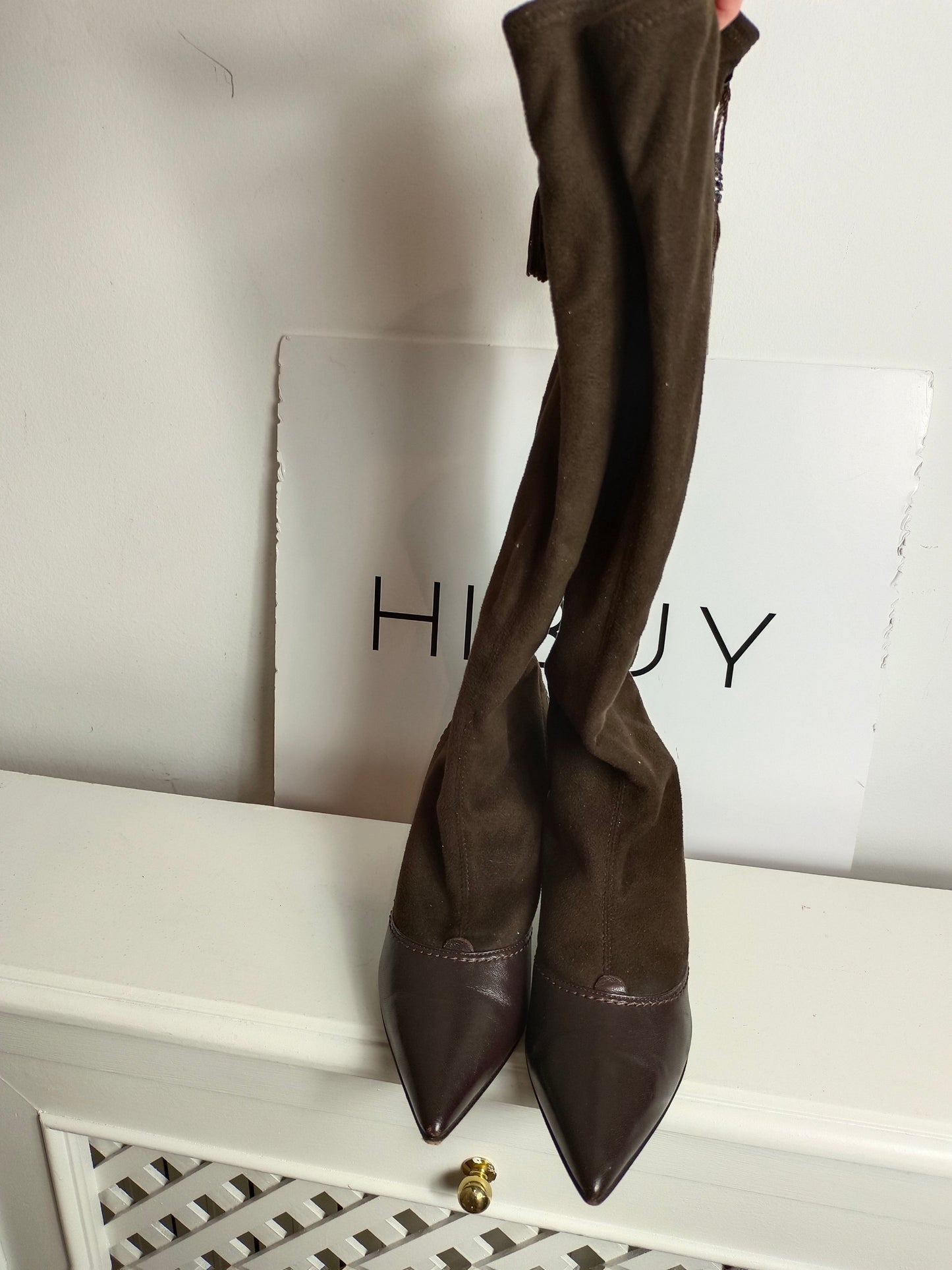 VICINI. Botines marrones doble textura T.38.5