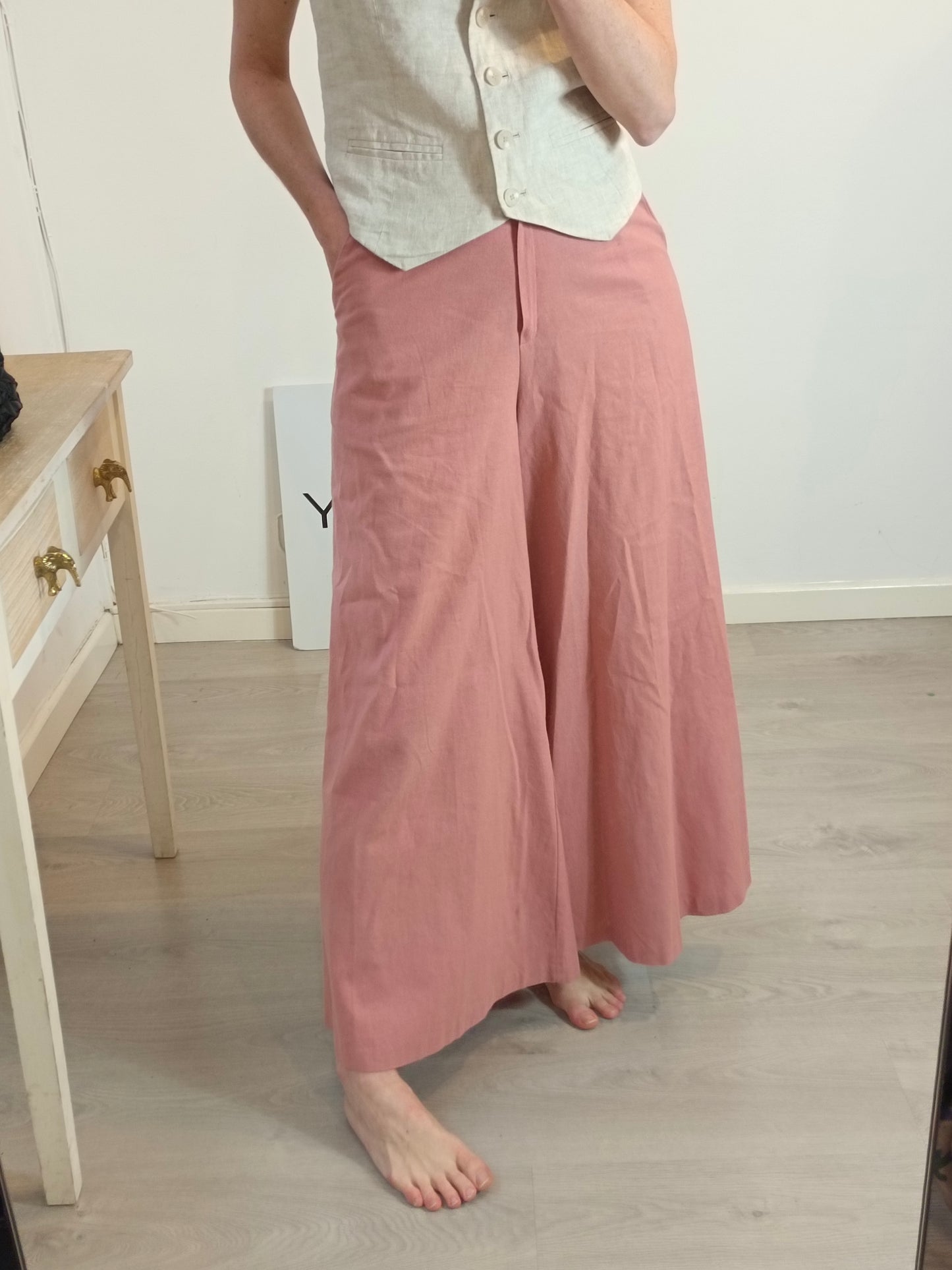 BONSUI. Pantalón palazzo mezcla. T 1 (S)