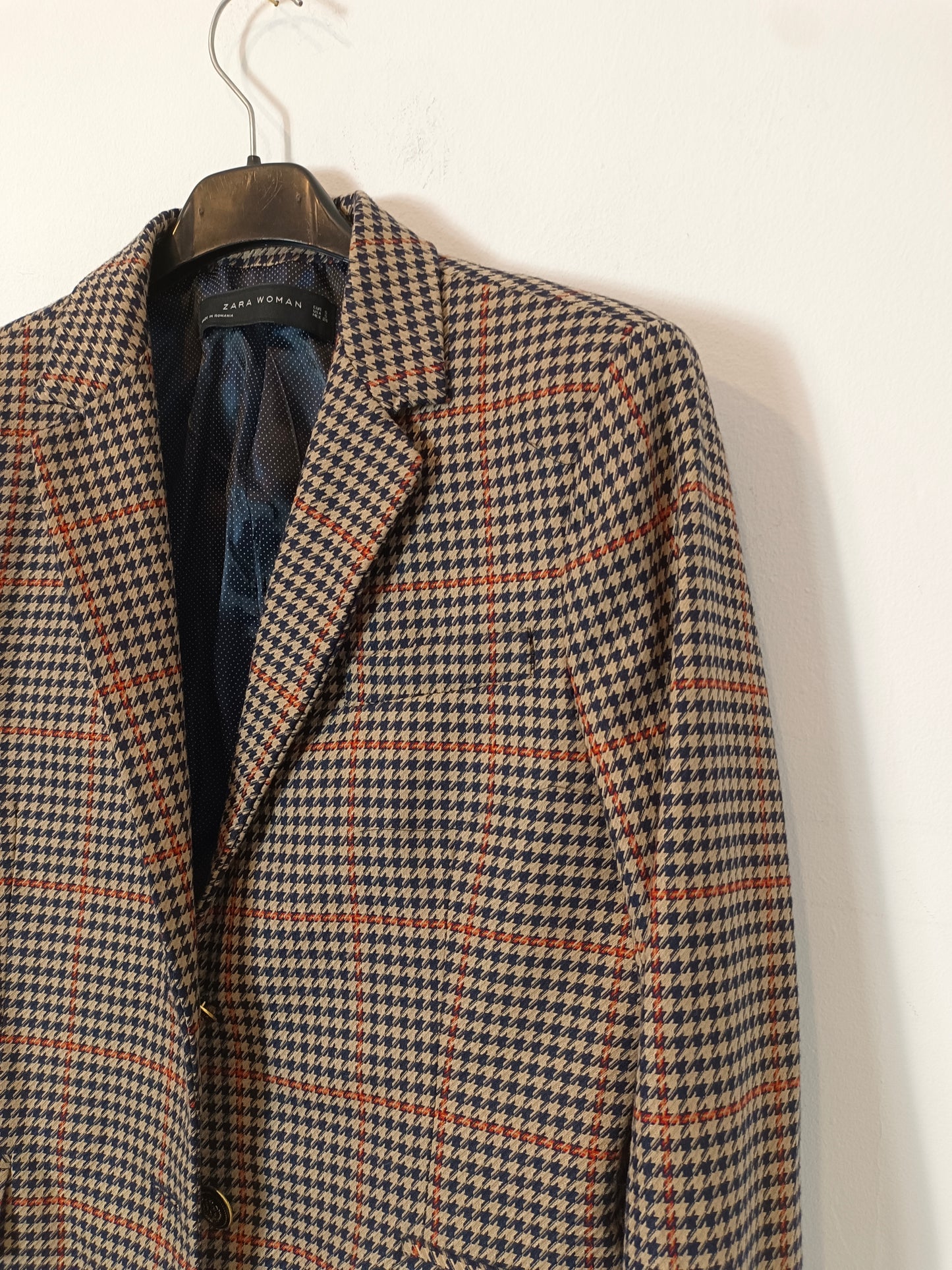 ZARA. Blazer cuadros tonos azules. T S