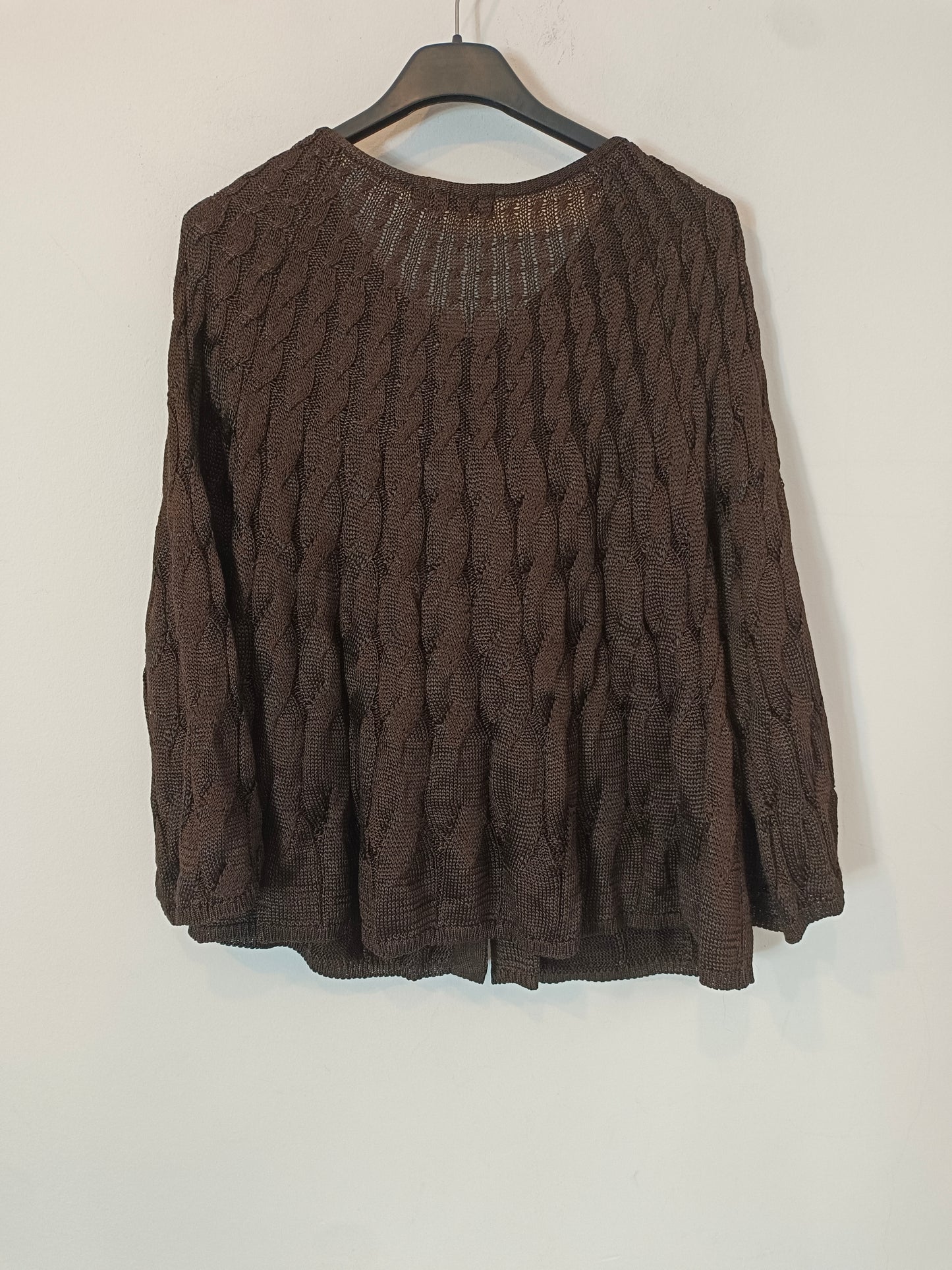 CORTEFIEL. Brown cable knit cardigan with Ts