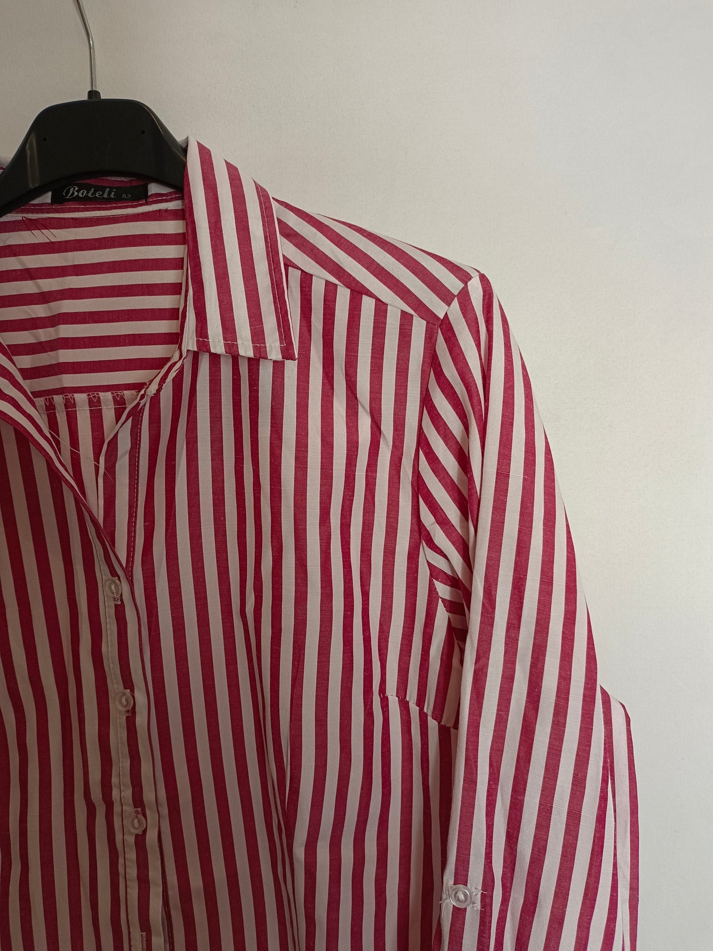 BOTELI. Camisa rayas roja y blanca T.42