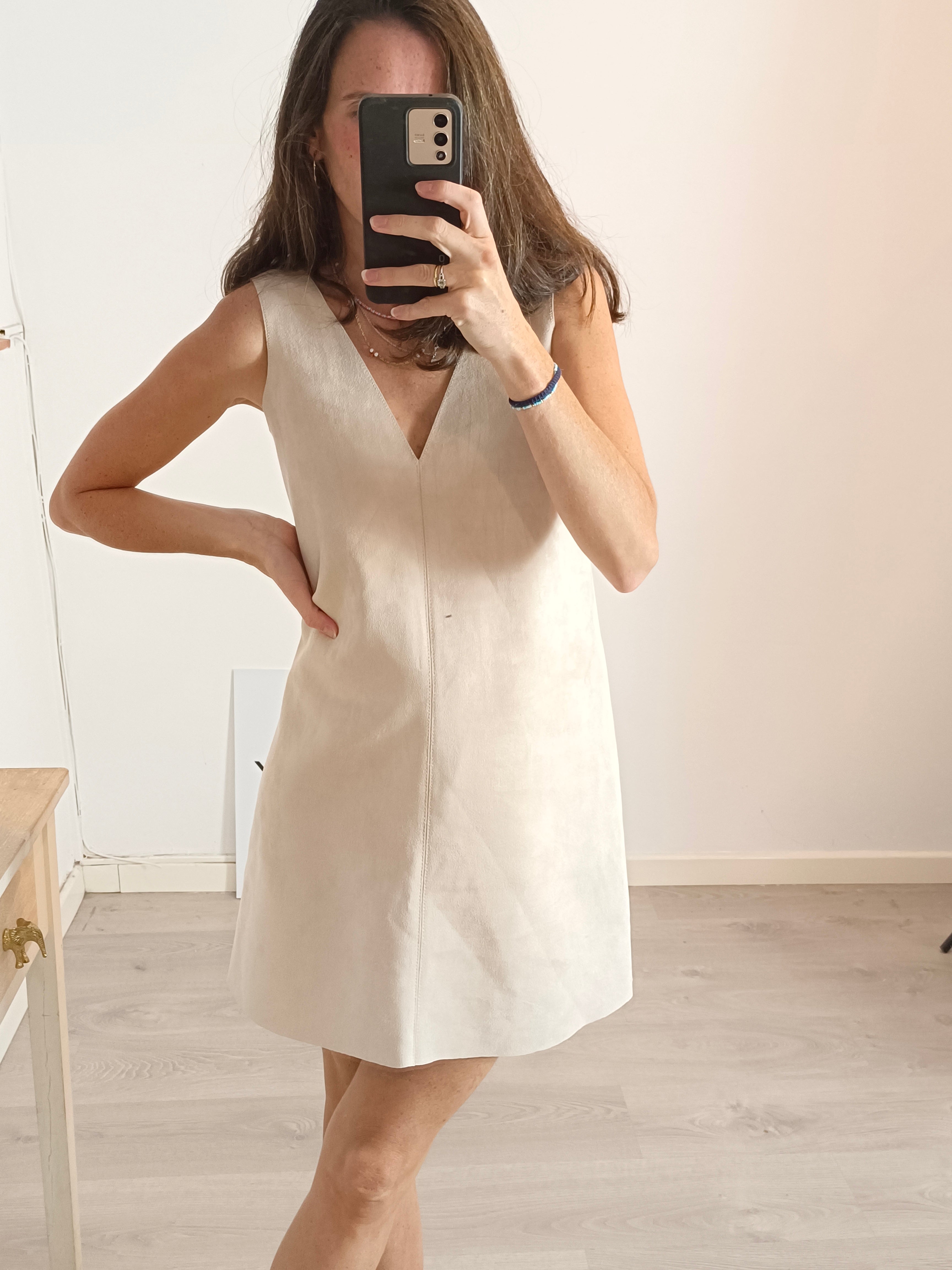 ZARA. beige suede Ts dress Hibuy market ZARA. beige suede Ts dress Hibuy market