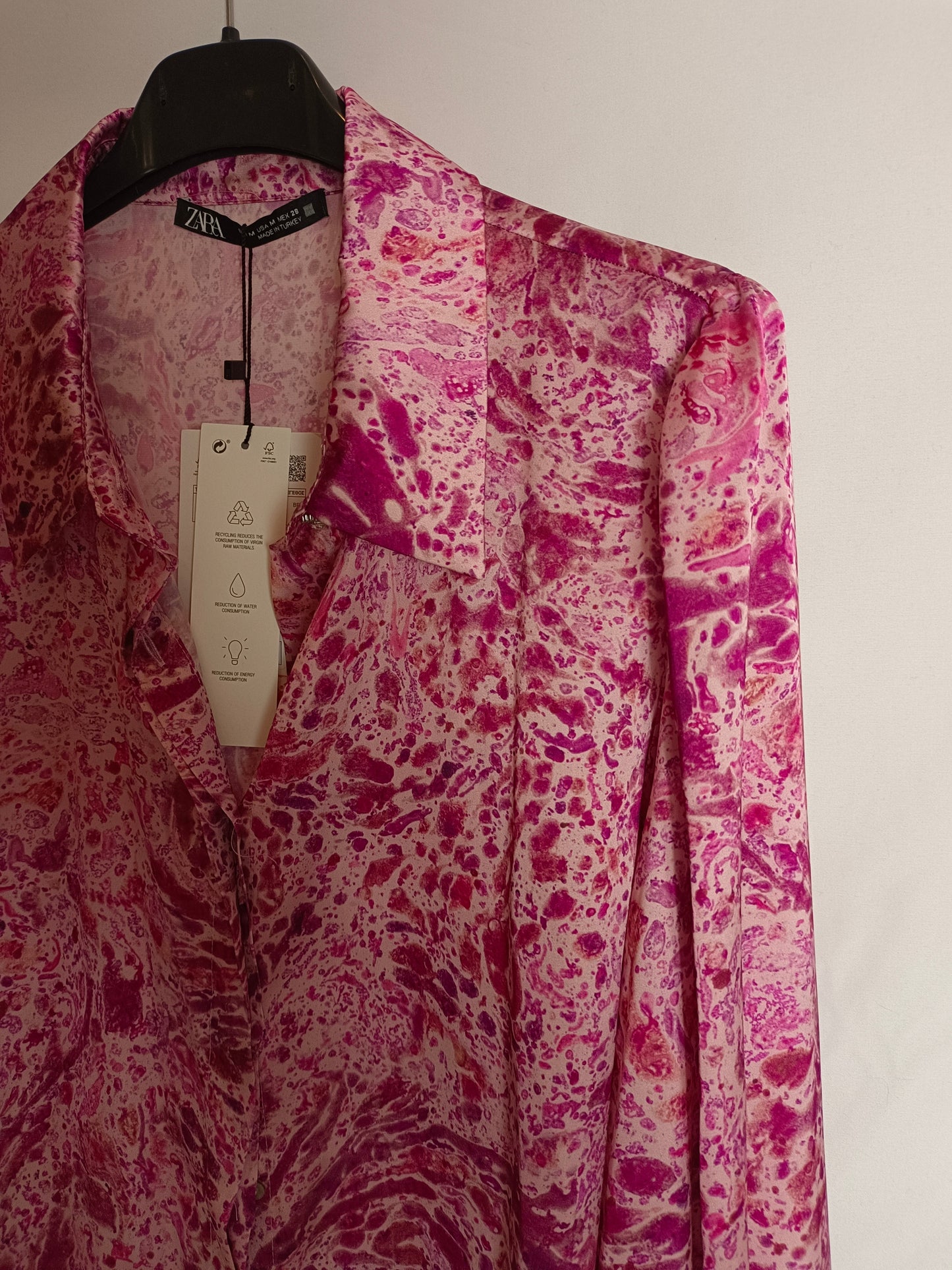 ZARA. Pink Tm print blouse