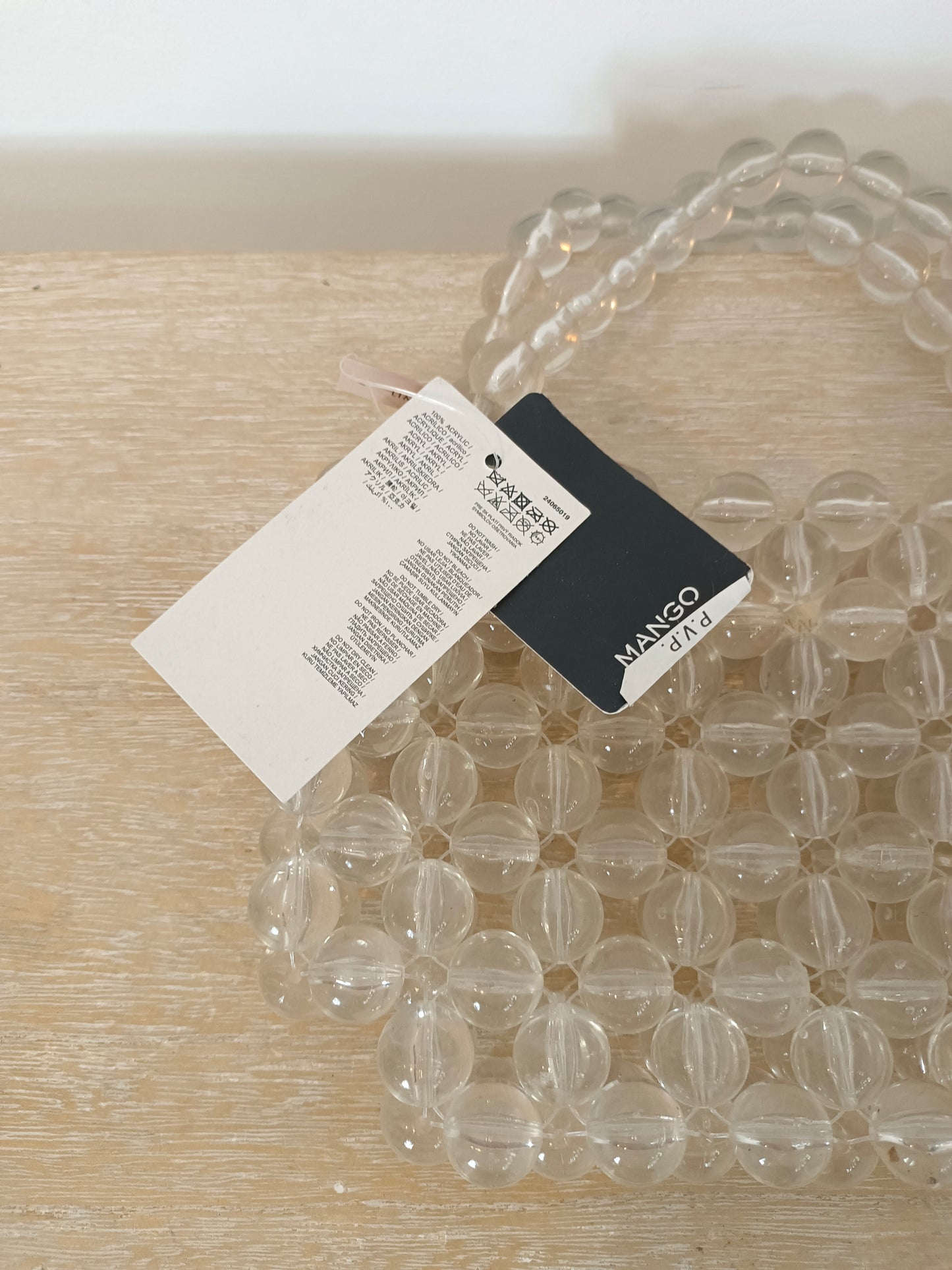 MANGO. Bolso abalorios transparentes