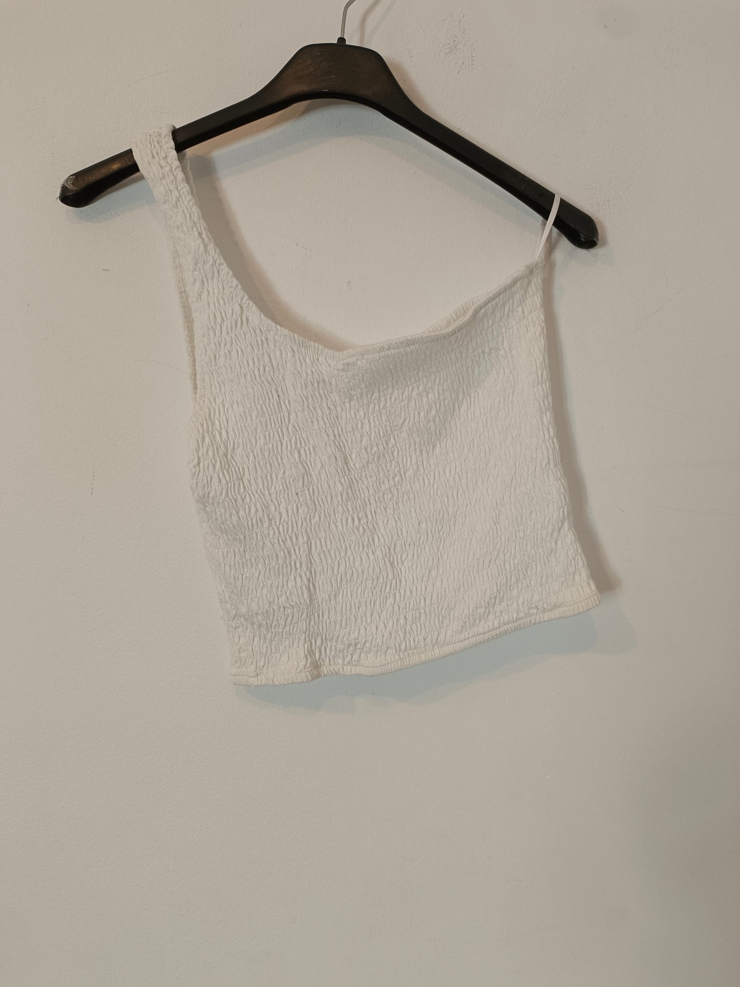 PULL&BEAR. Top nido de abeja blanco T.s