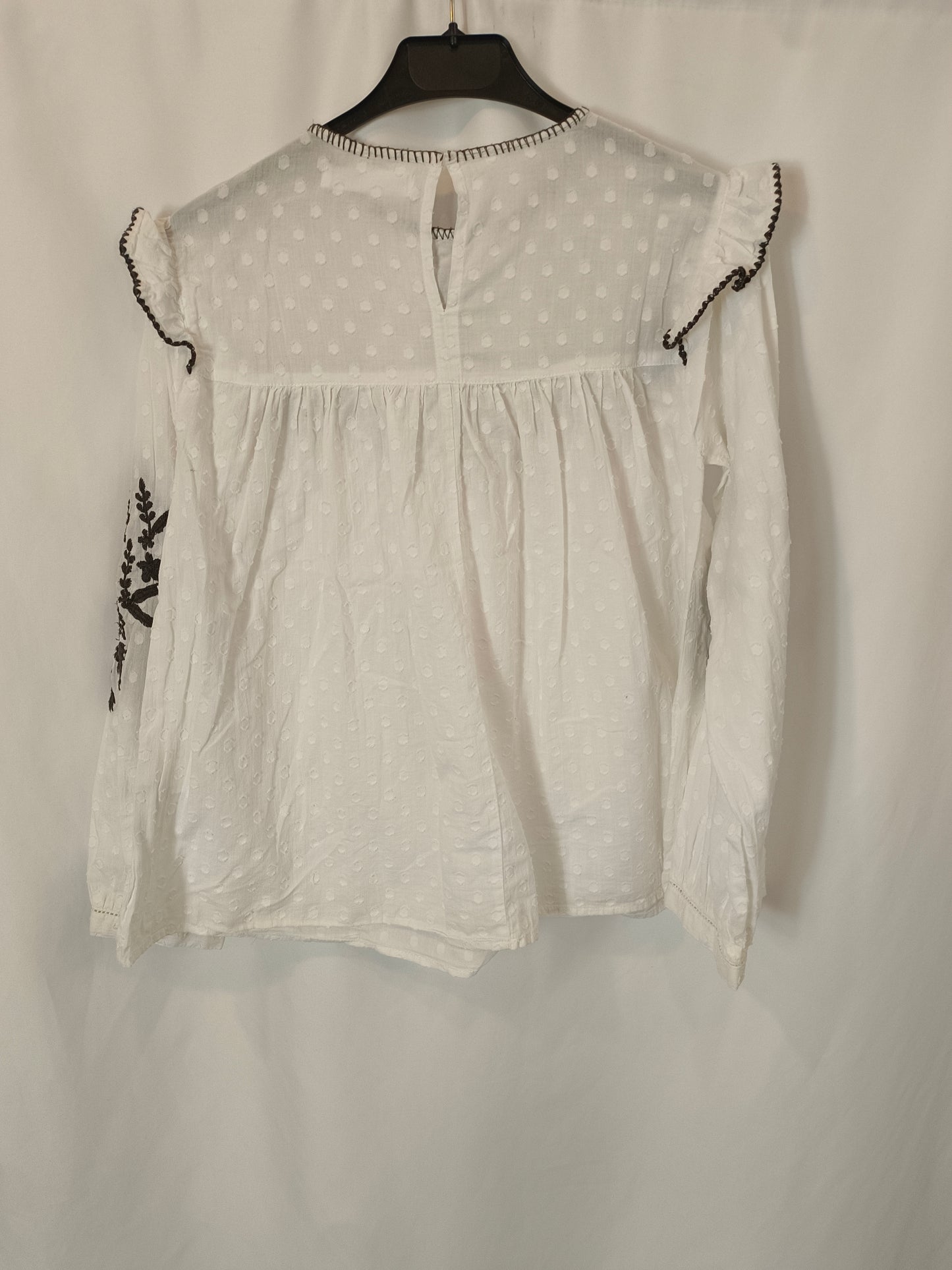 ZARA. White plumeti blouse, size 13-14 years