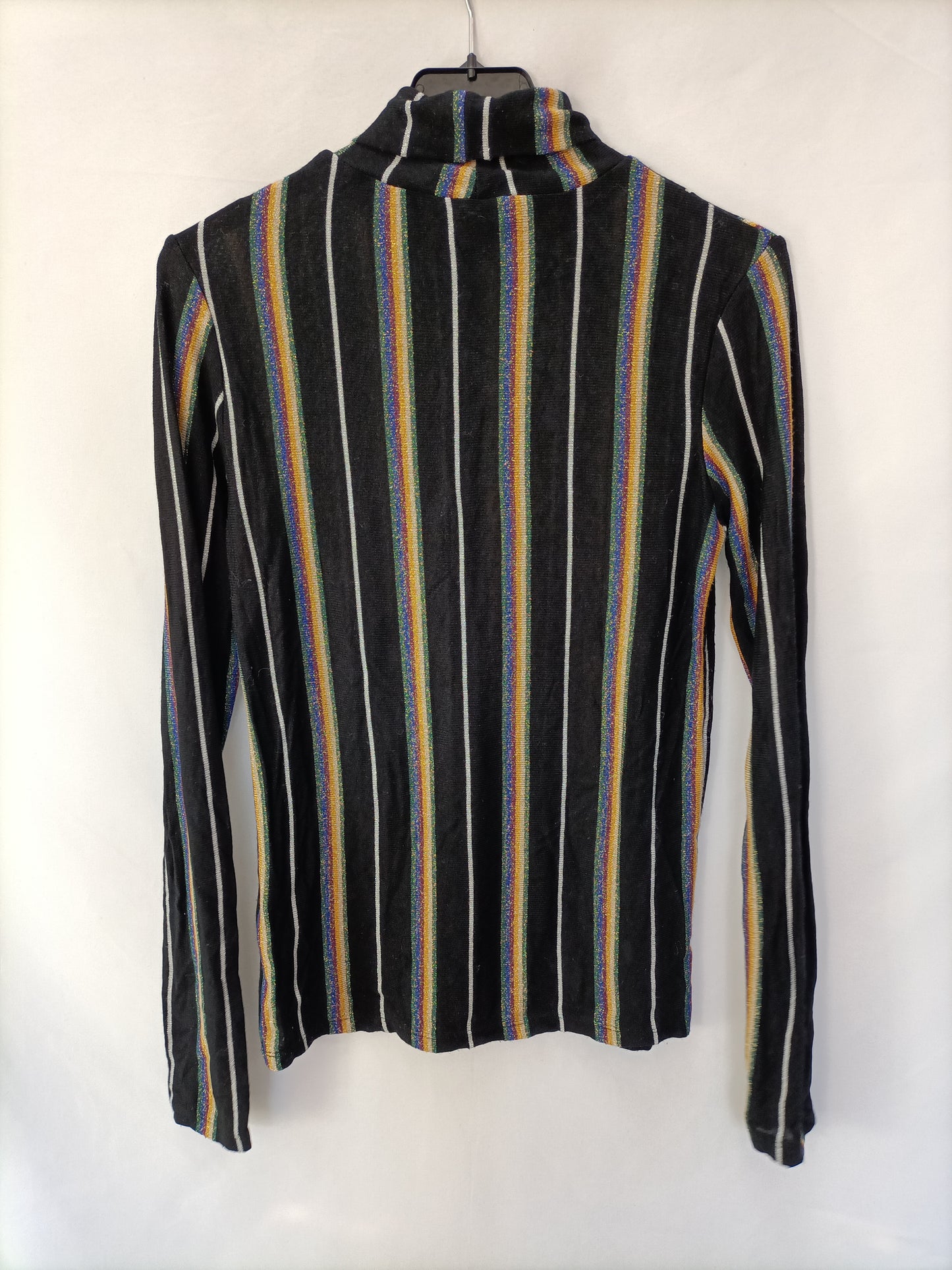 ZARA. Top negro rayas colores T.s