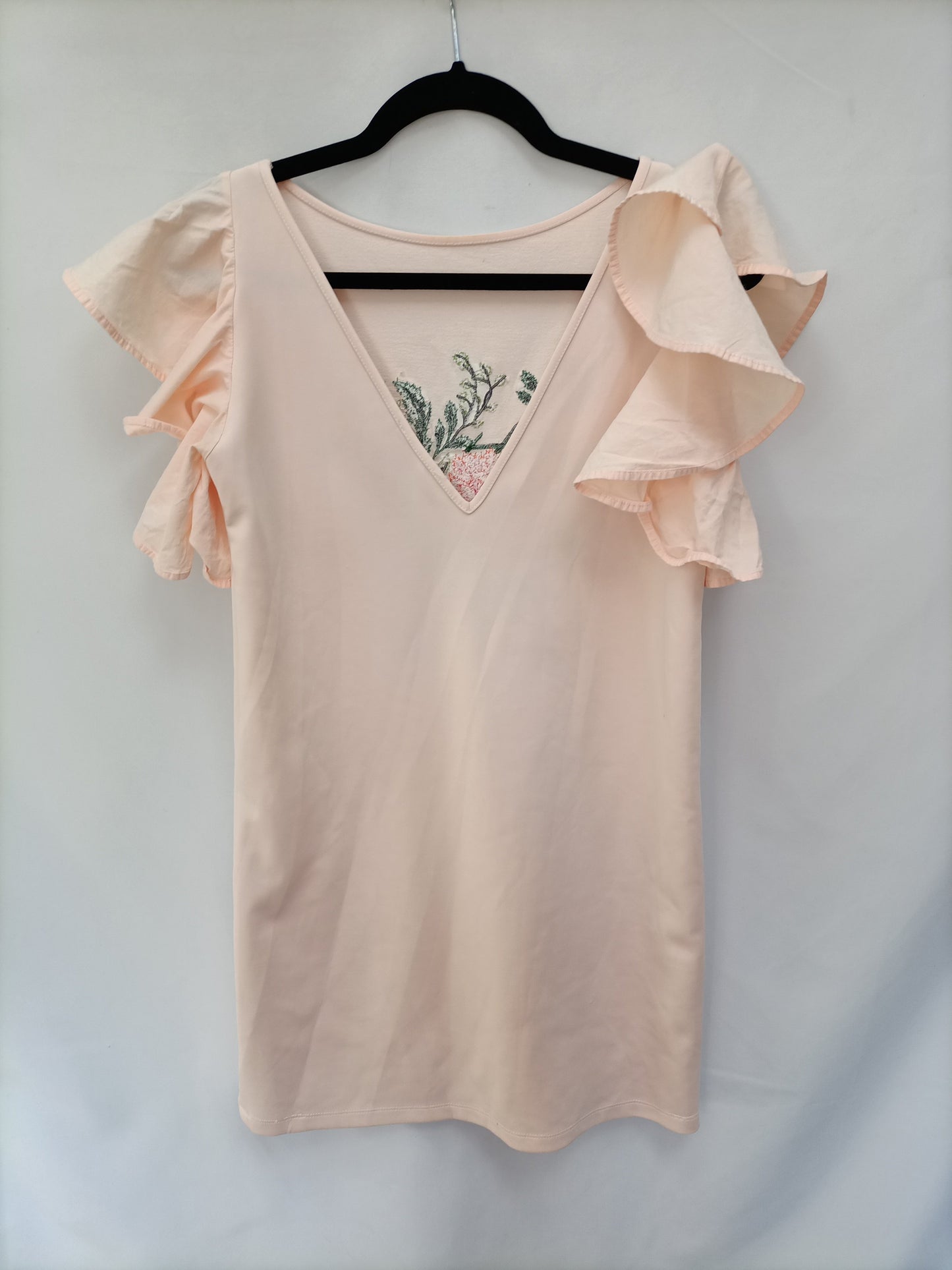 OTRAS. Vestido rosa flores bordadas T.u (m)