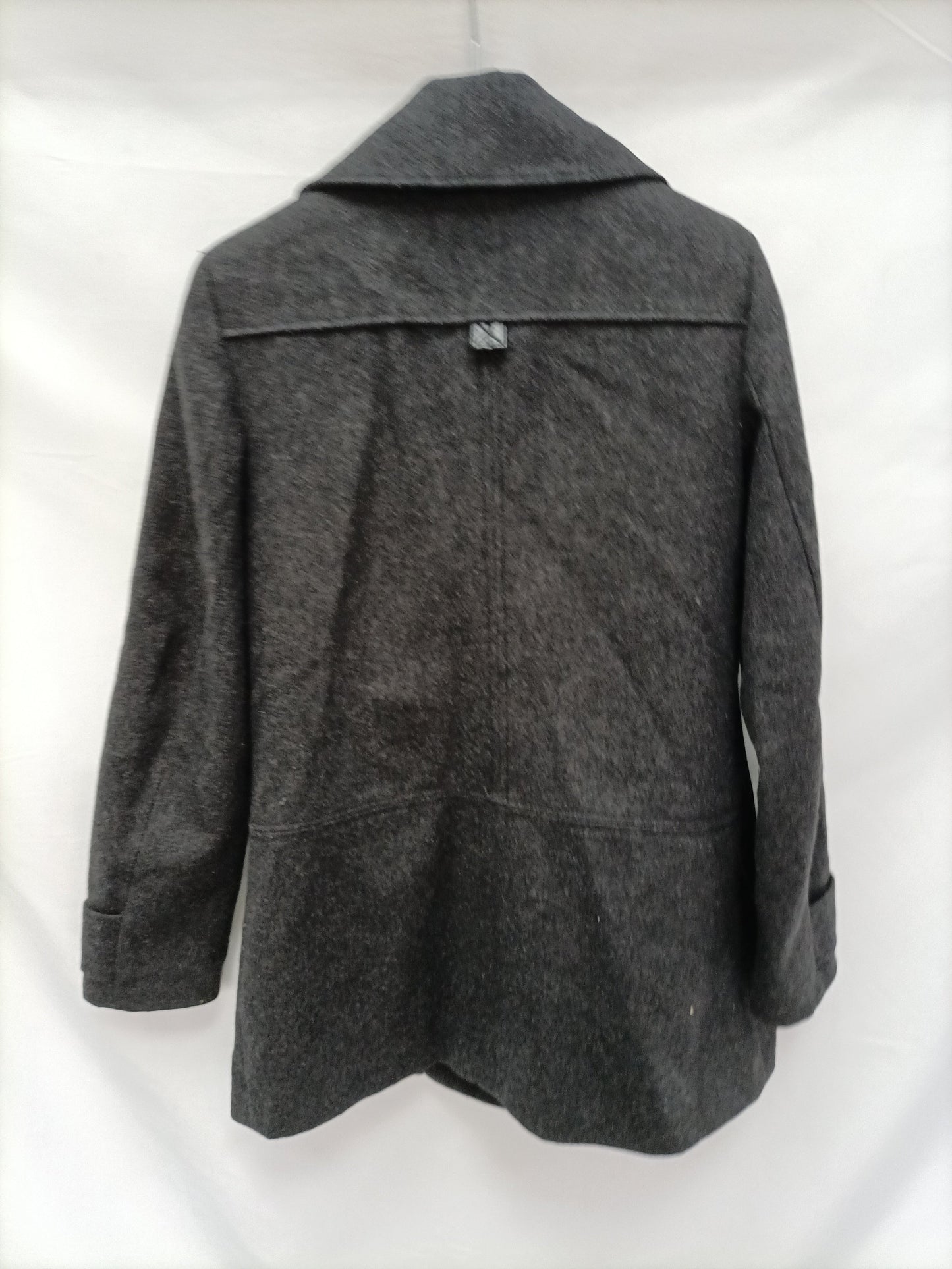 MANGO. Abrigo gris cruzado T.m