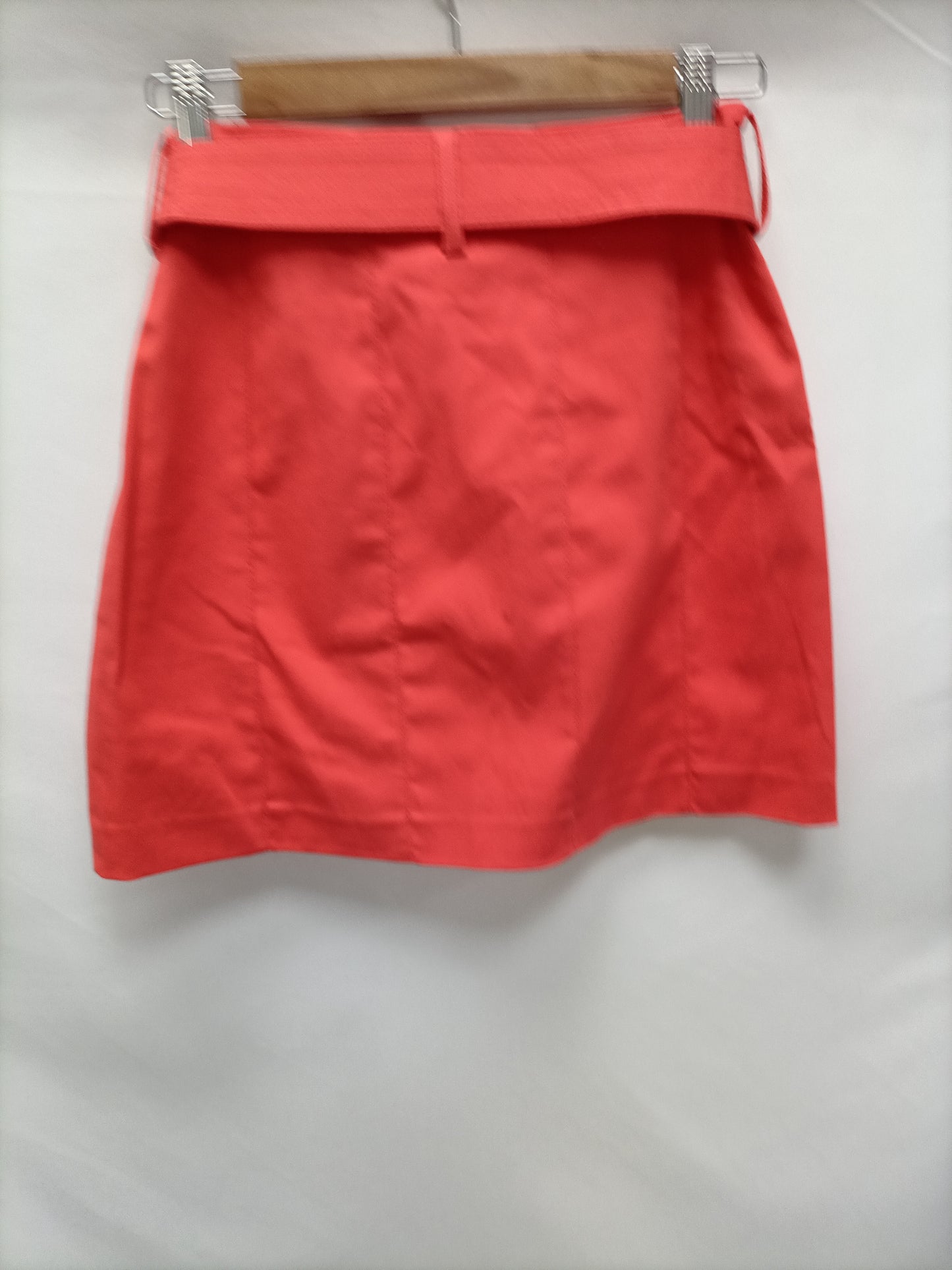 MANGO. Coral denim skirt size 36
