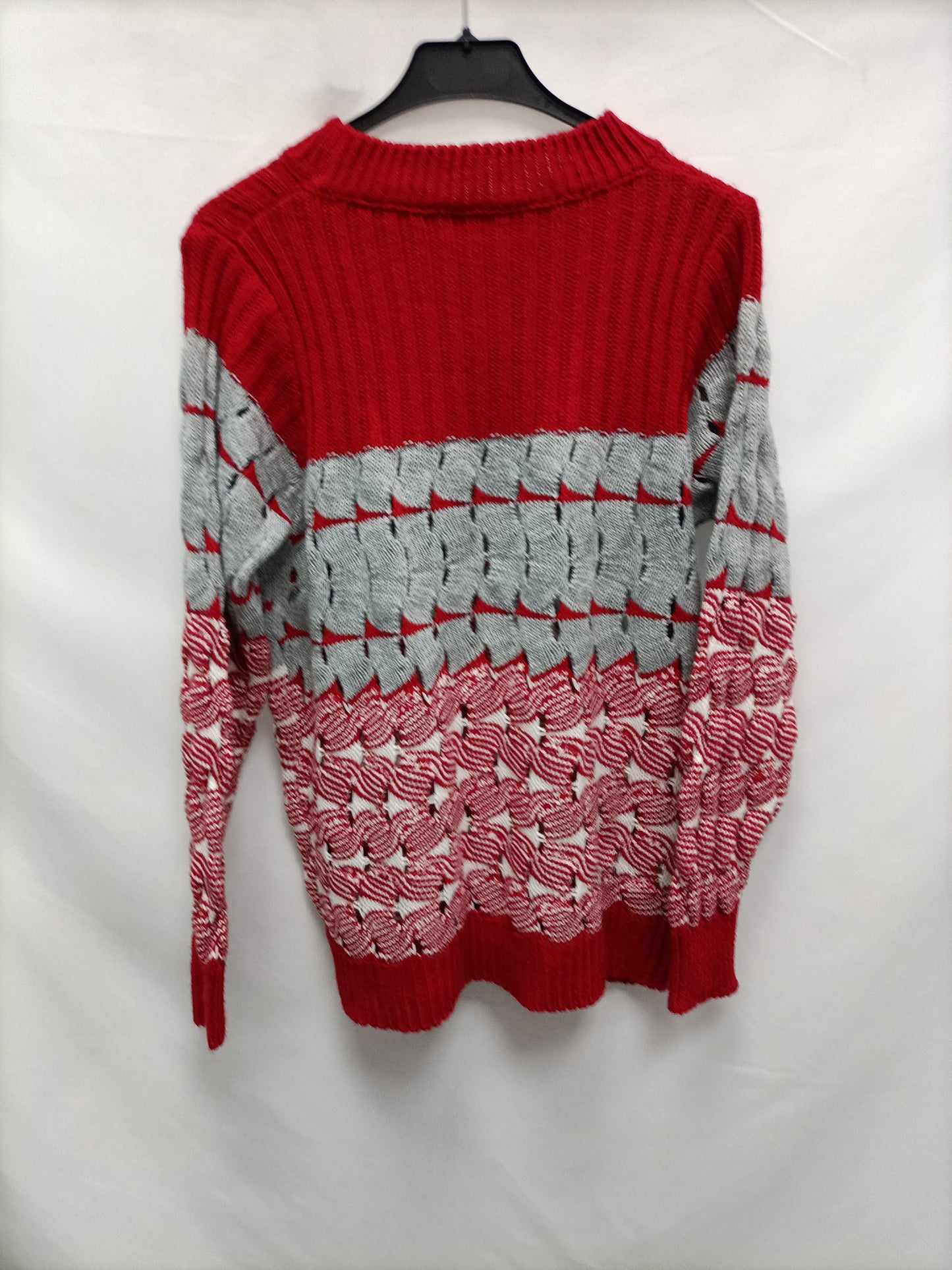 OTRAS. Jersey troquelado gris y rojo T.u (m)