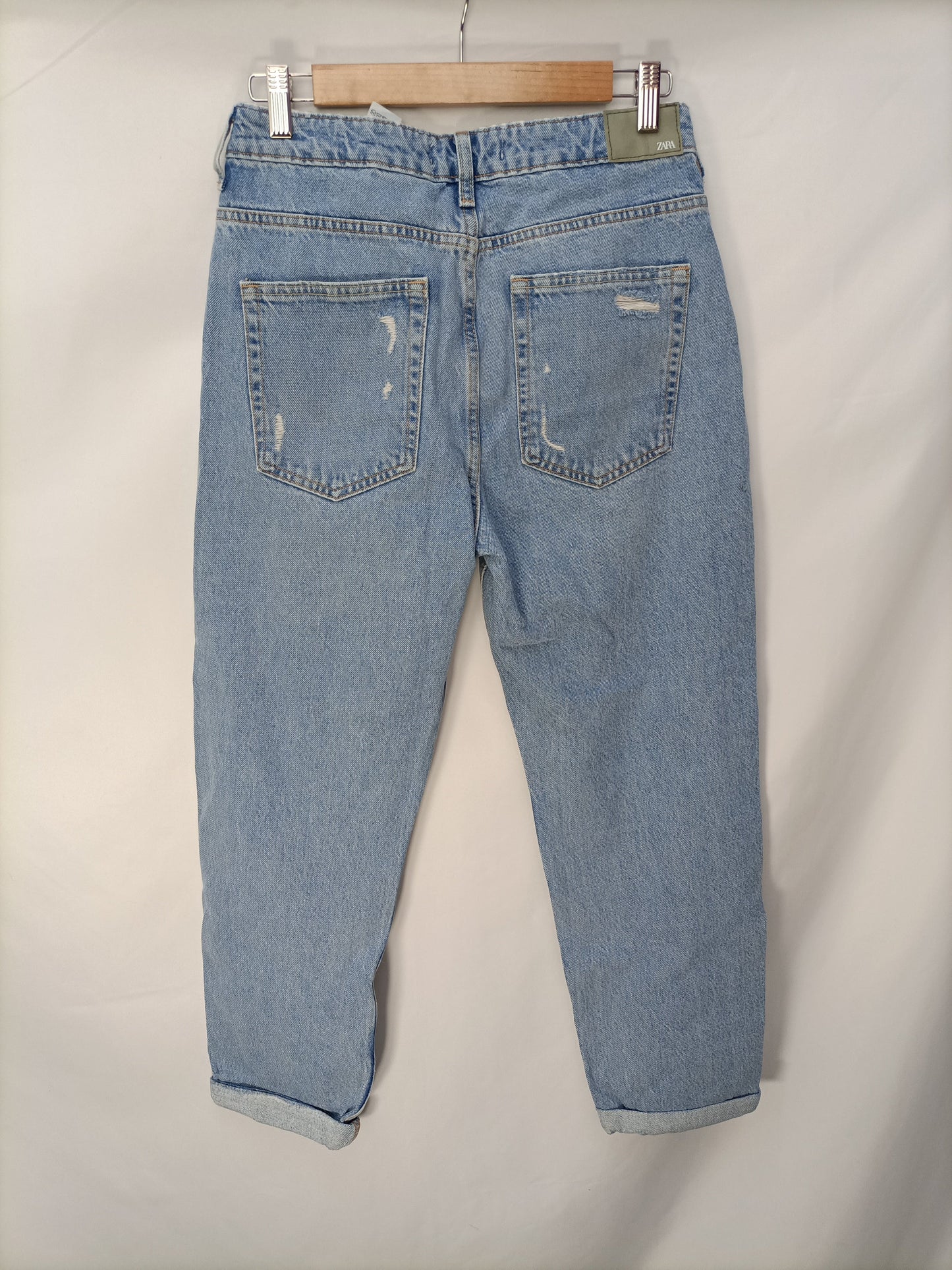 ZARA. Ripped straight-leg trousers, size 36