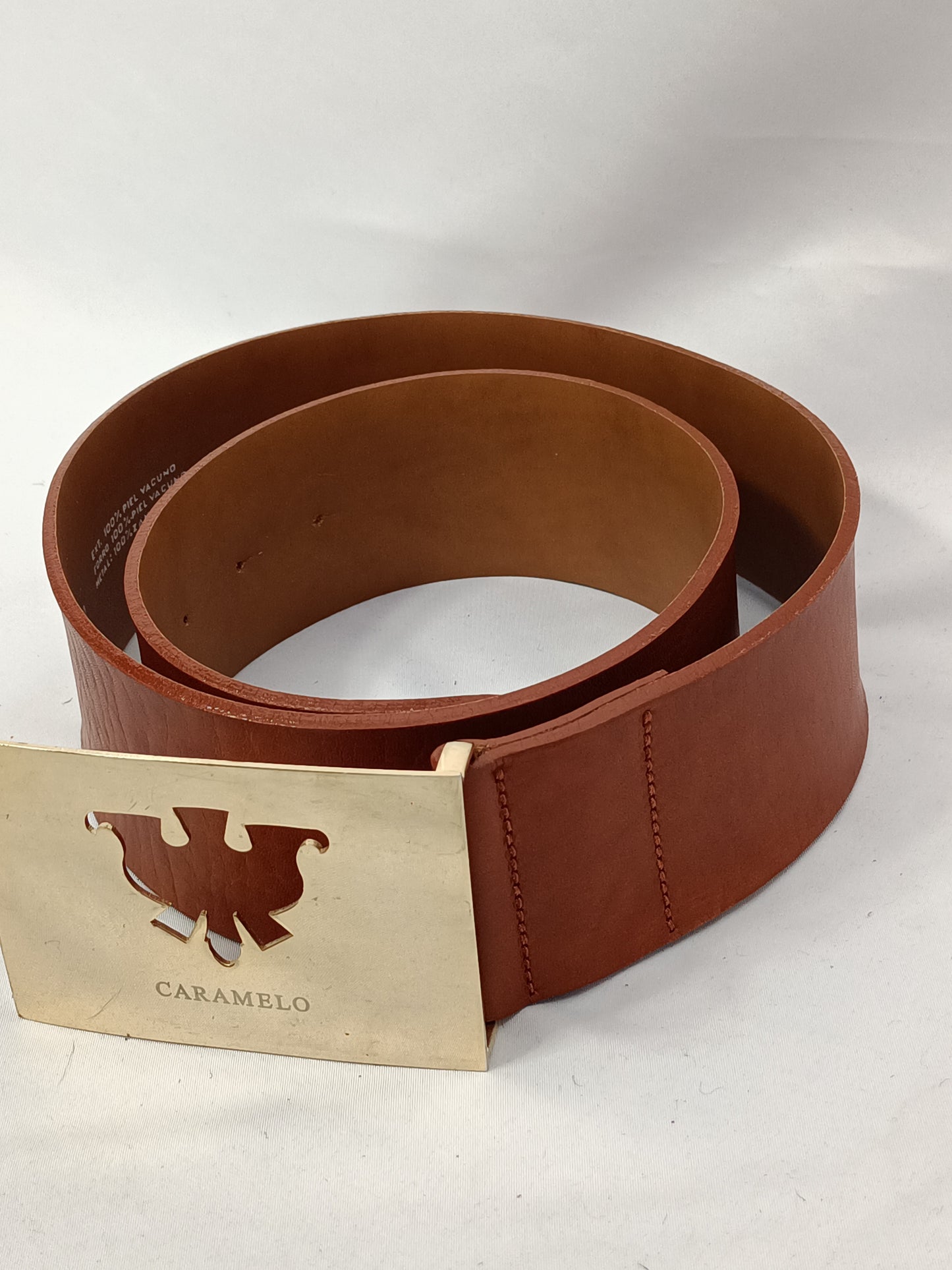 CARAMEL. Wide leather belt size 90