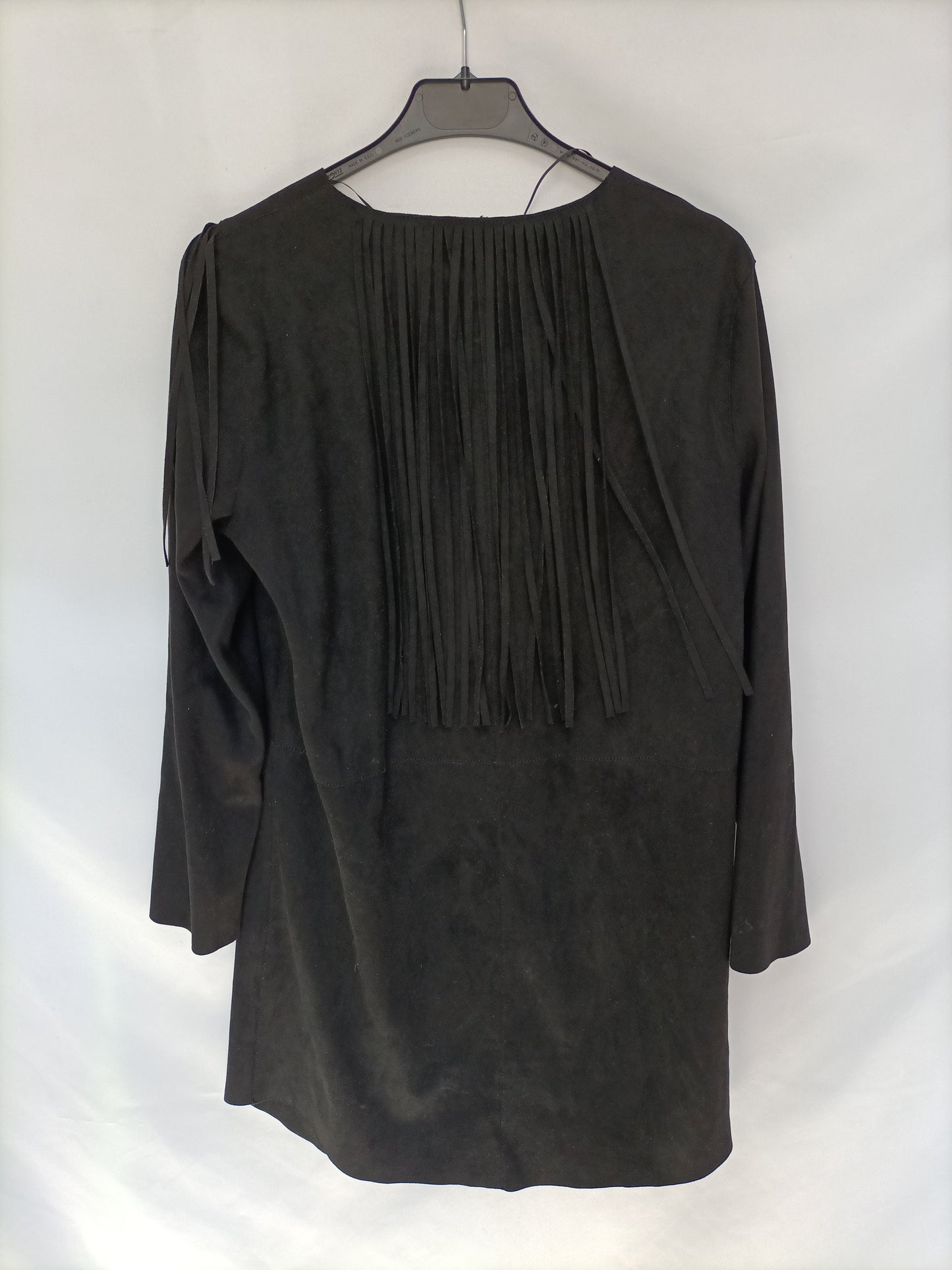 ZARA.Vestido antelina flecos T.s