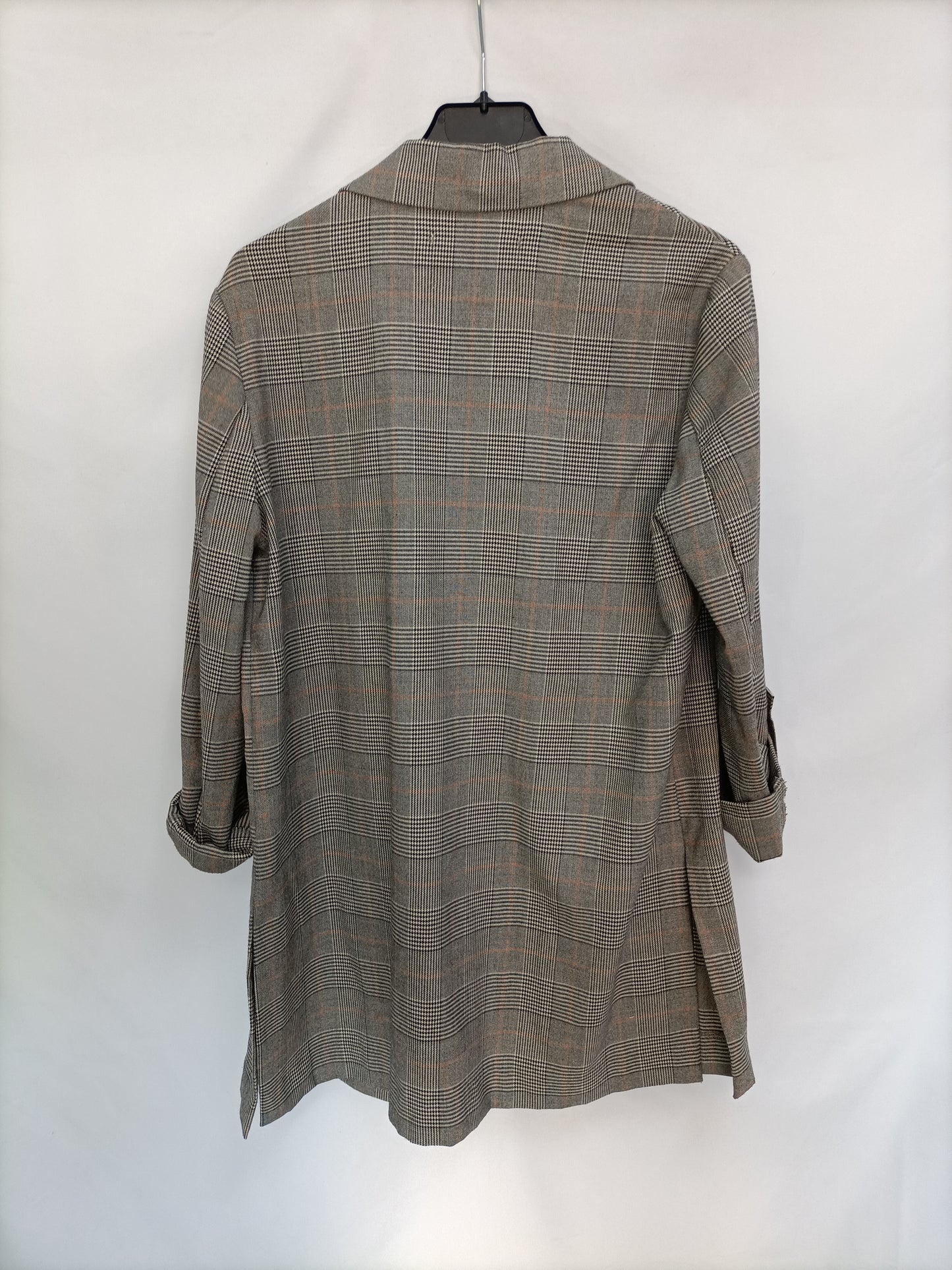 STRADIVARIUS. Blazer gris cuadros T.m