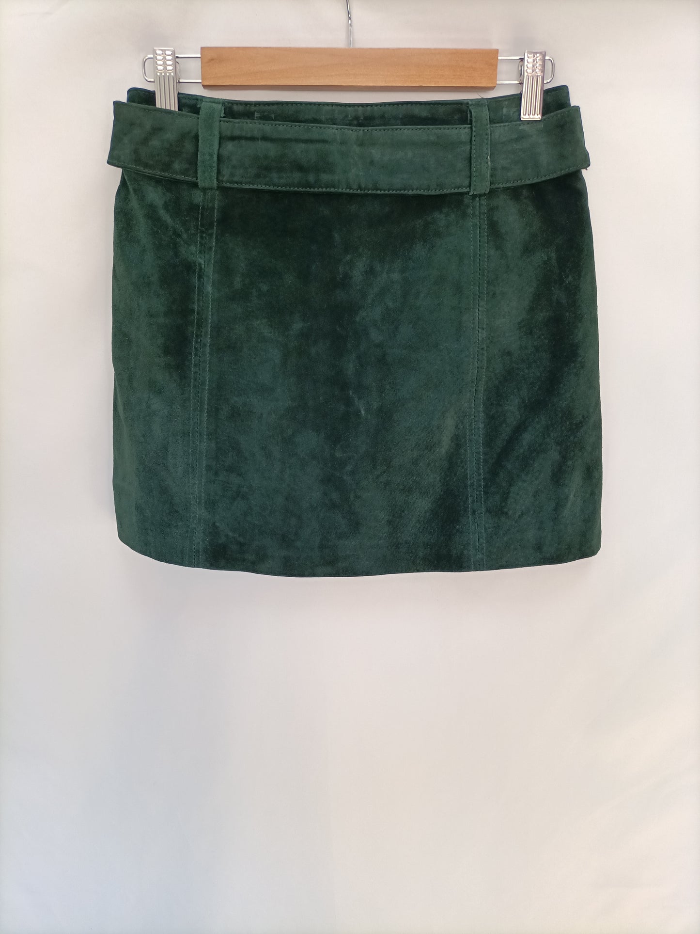 ZARA. Falda verde piel T.s