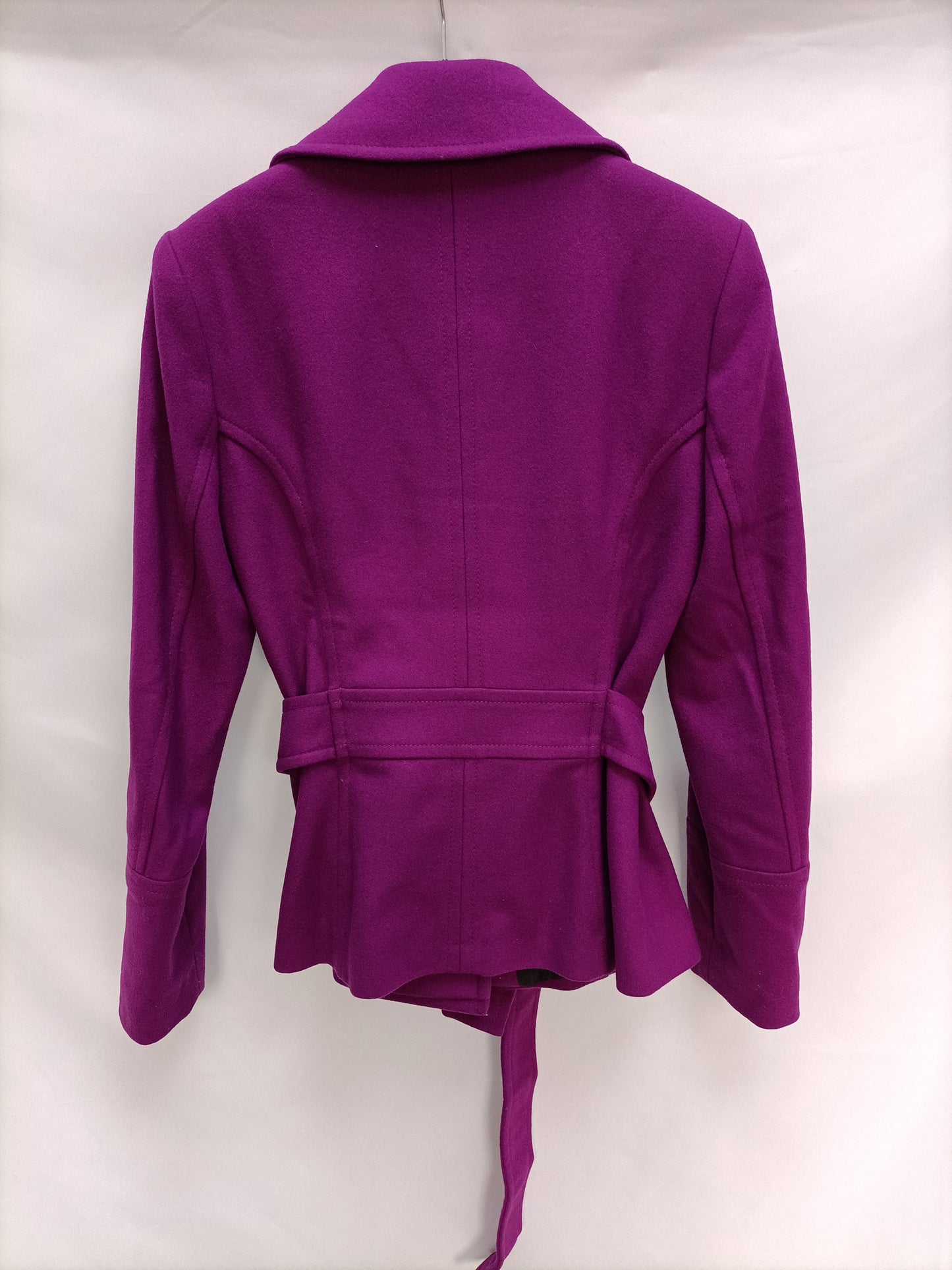 ZARA. Abrigo de paño morado T.s