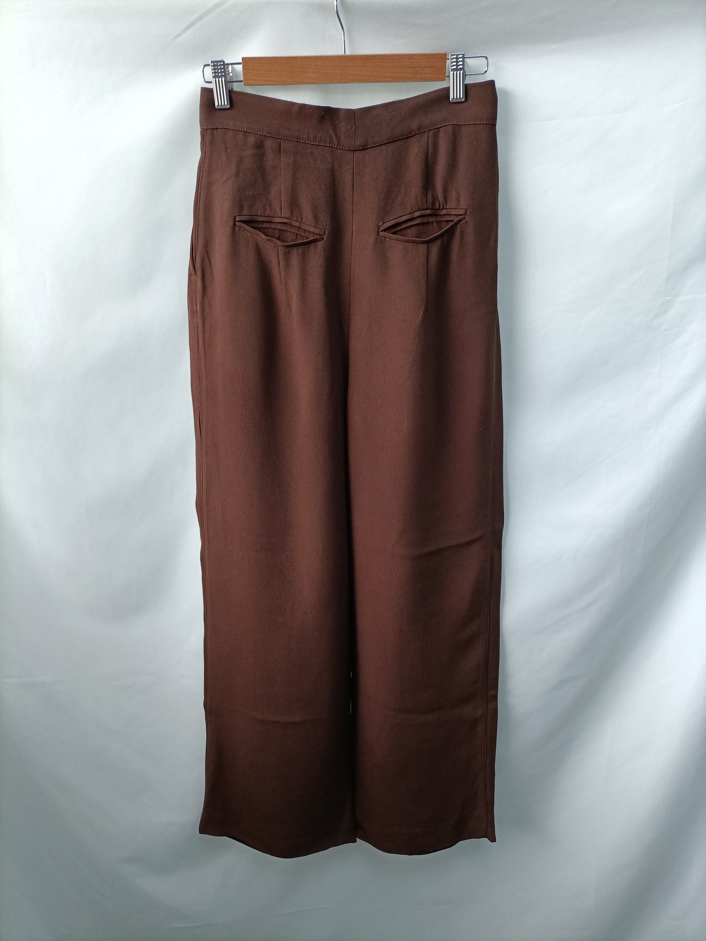 ZARA. Brown wide-leg trousers Ts