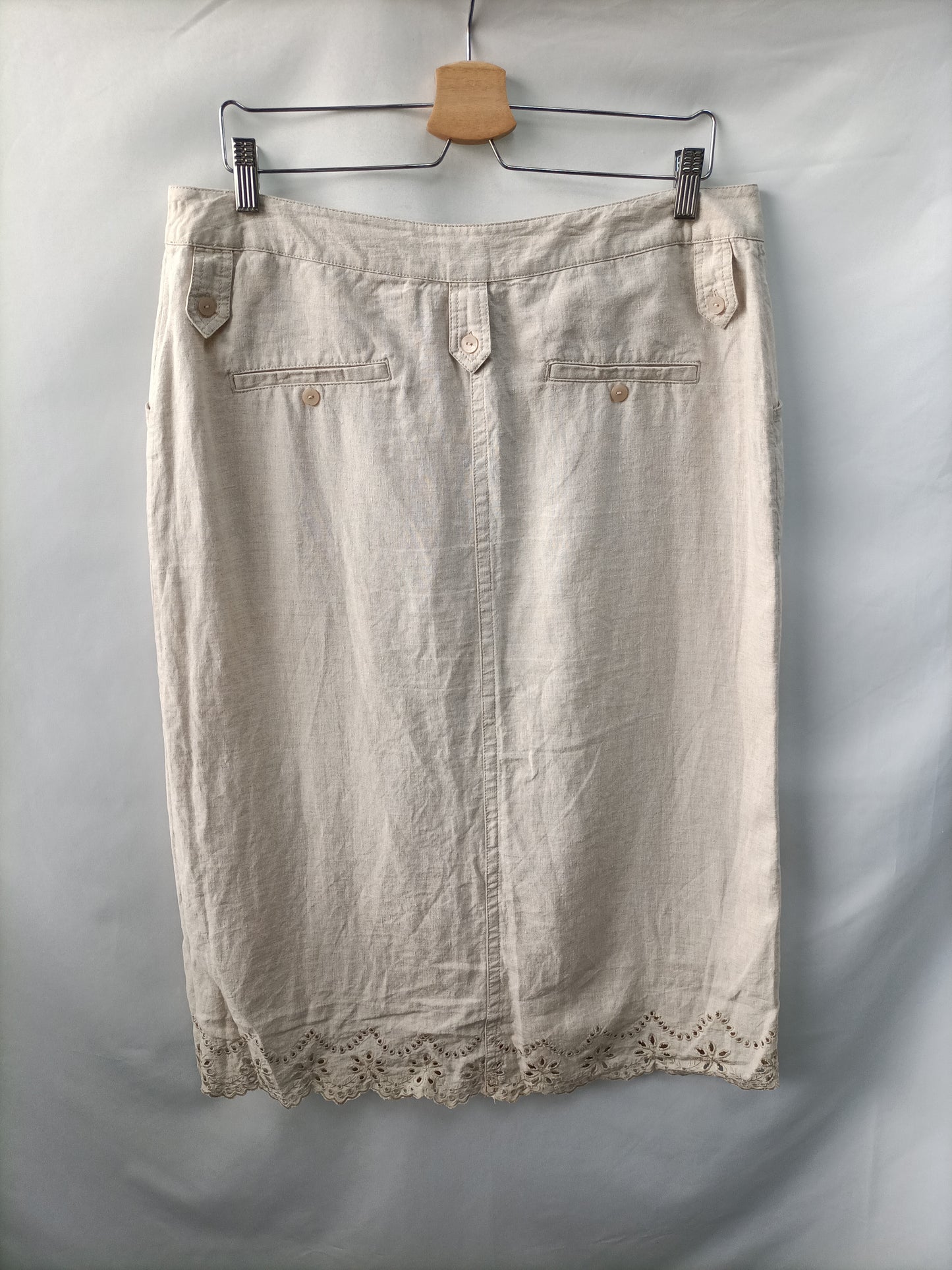 CORTEFIEL. Falda lino abotonada T.46
