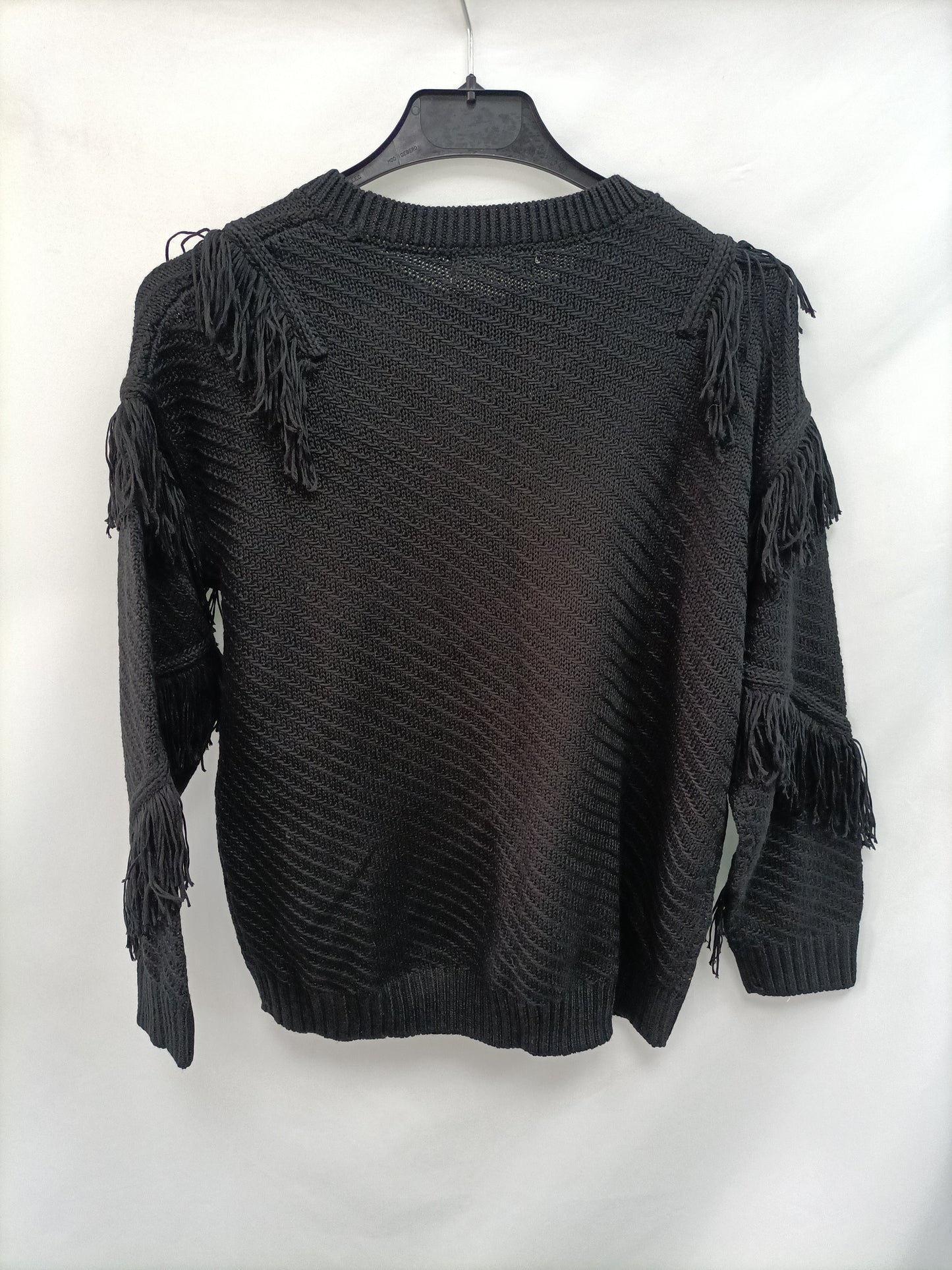 marketMANGO. Jersey negro flecos T.12(xs)