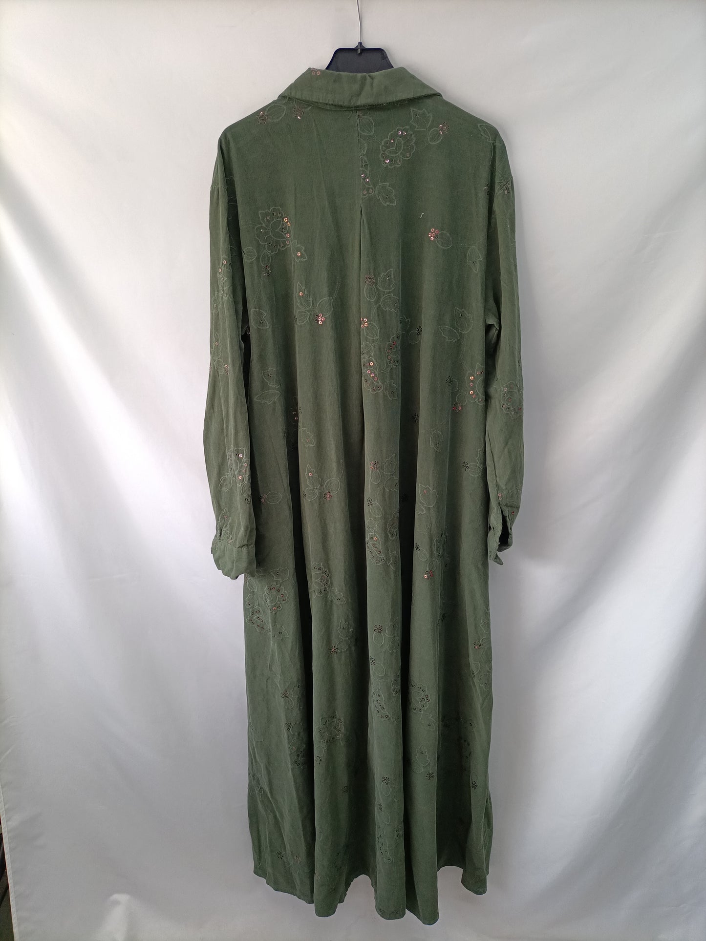 FAROLA. Vestido verde pana T.u(l/xl)