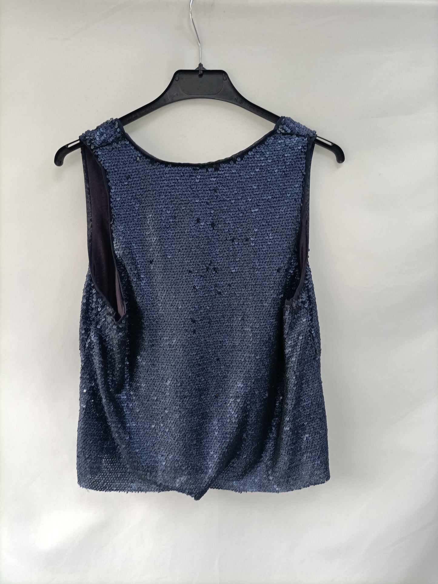 MANGO. Top lentejuelas azules T.m