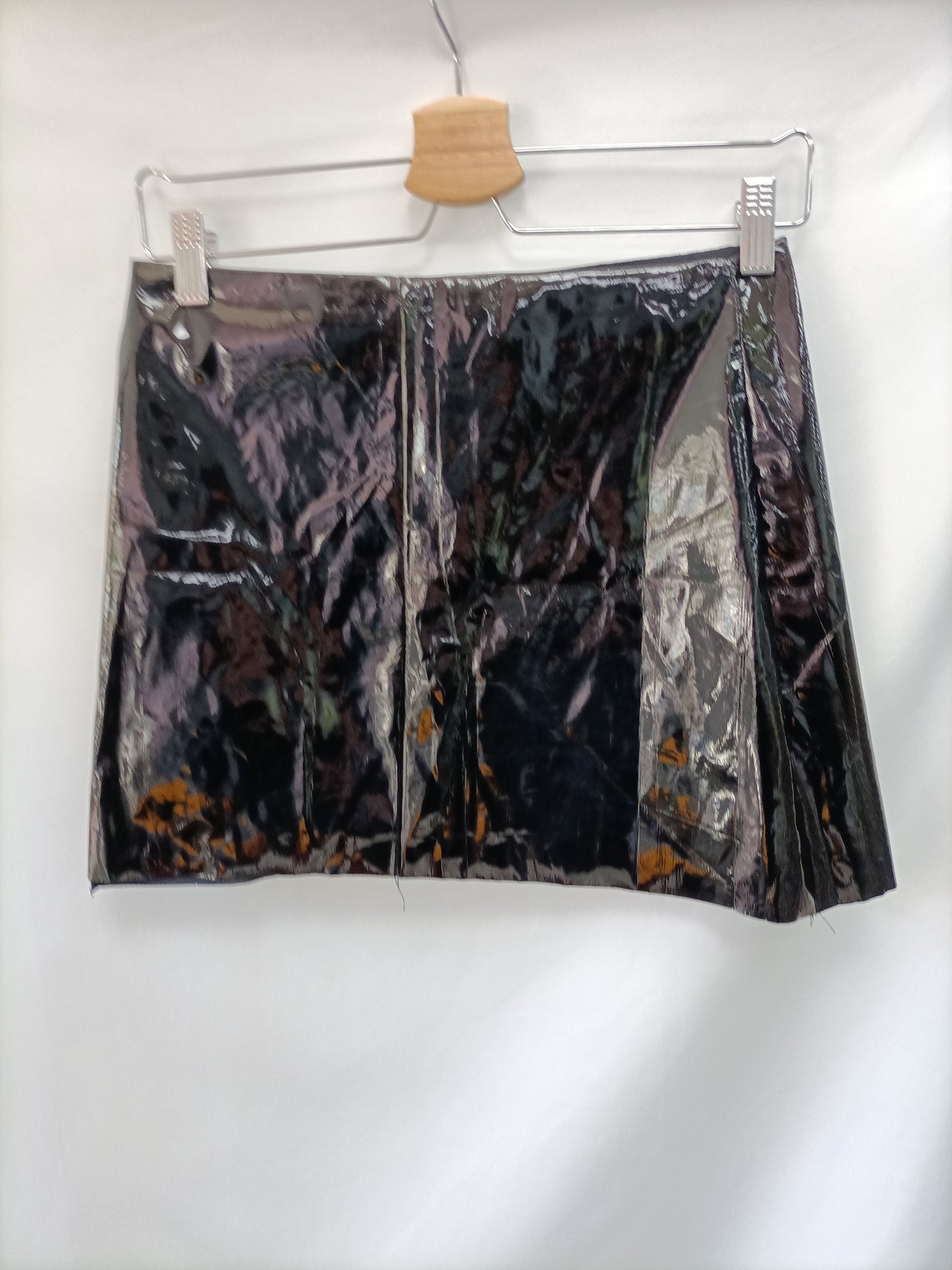 PULL&BEAR. Black vinyl Ts mini skirt