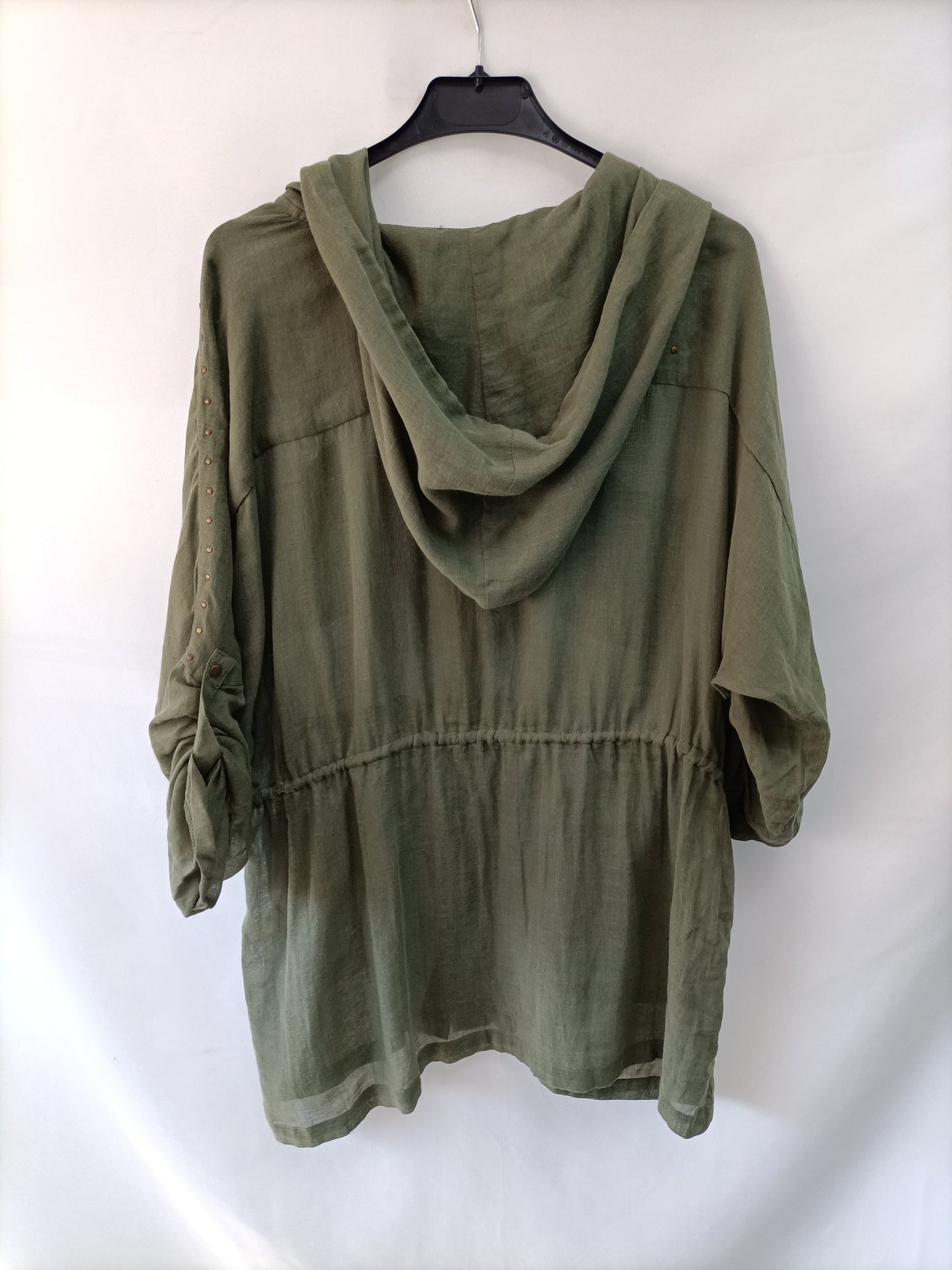 SFERA. Over green hooded linen shirt Tm