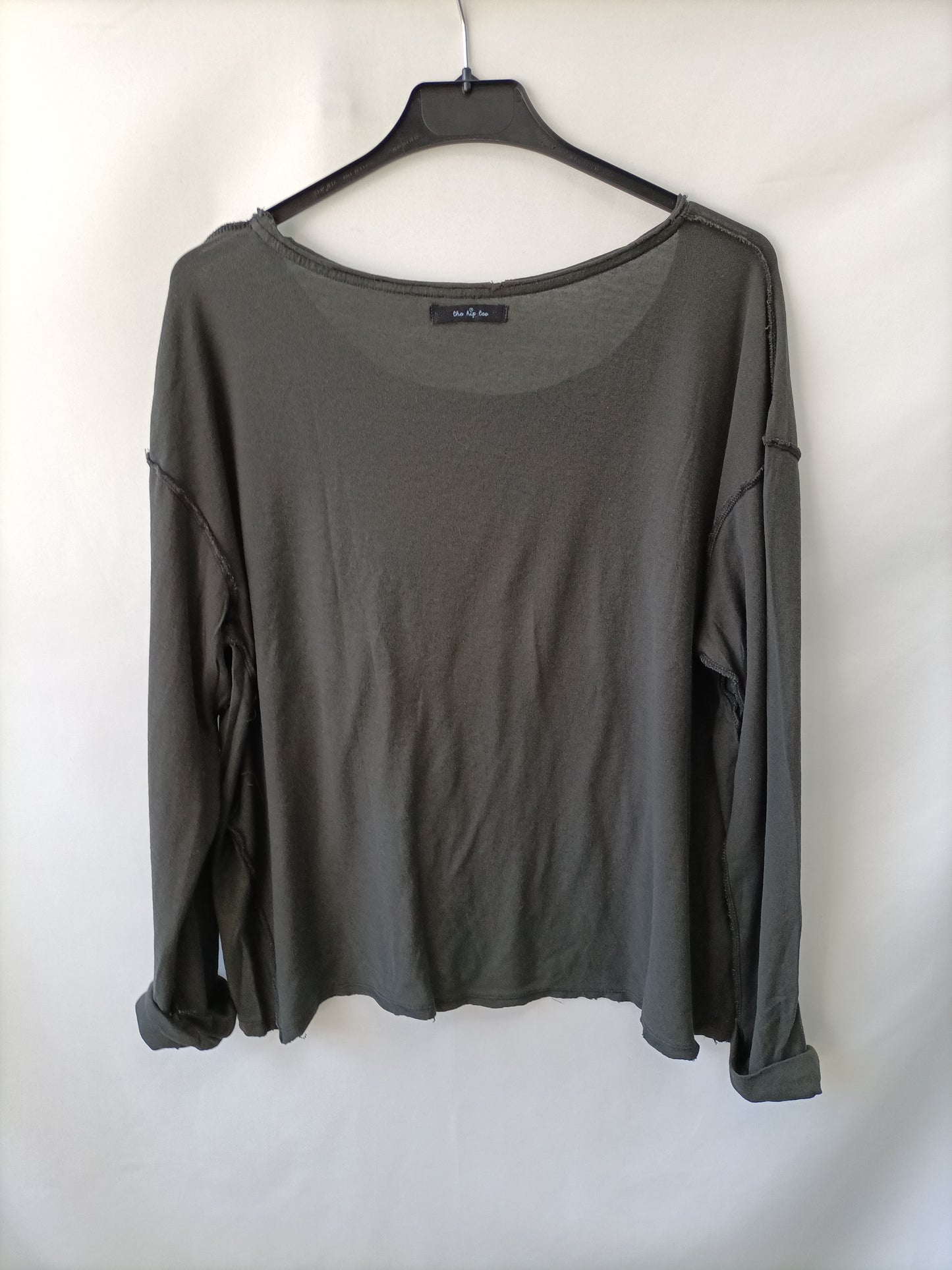 THE HIP TEE.Camiseta verde oscuro manga larga TU