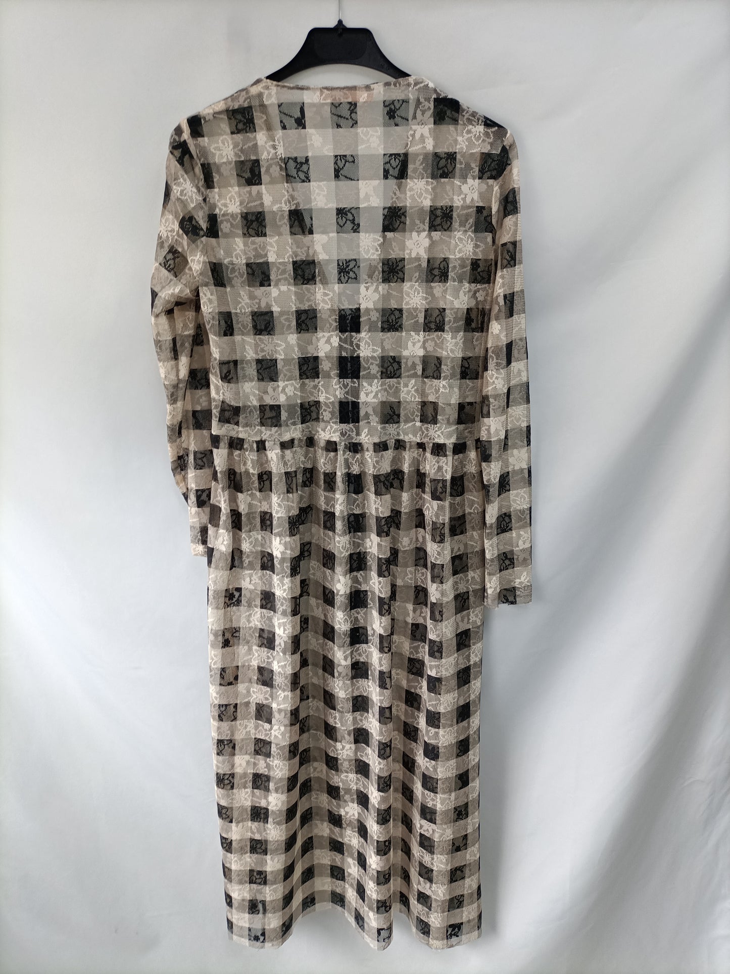 ZARA. Vestido encaje cuadros T.m