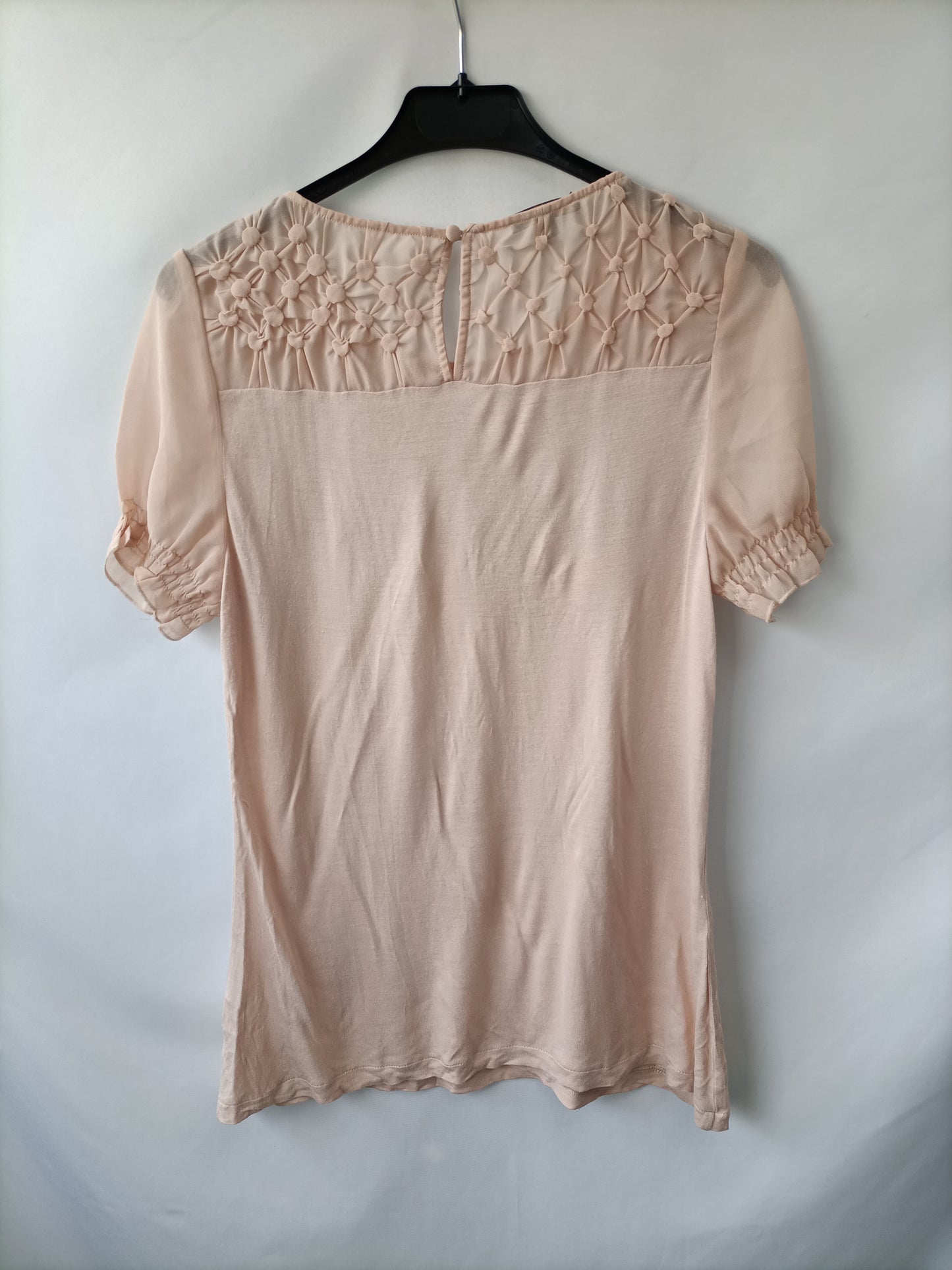 MASSIMO DUTTI. top beige doble textura T.m