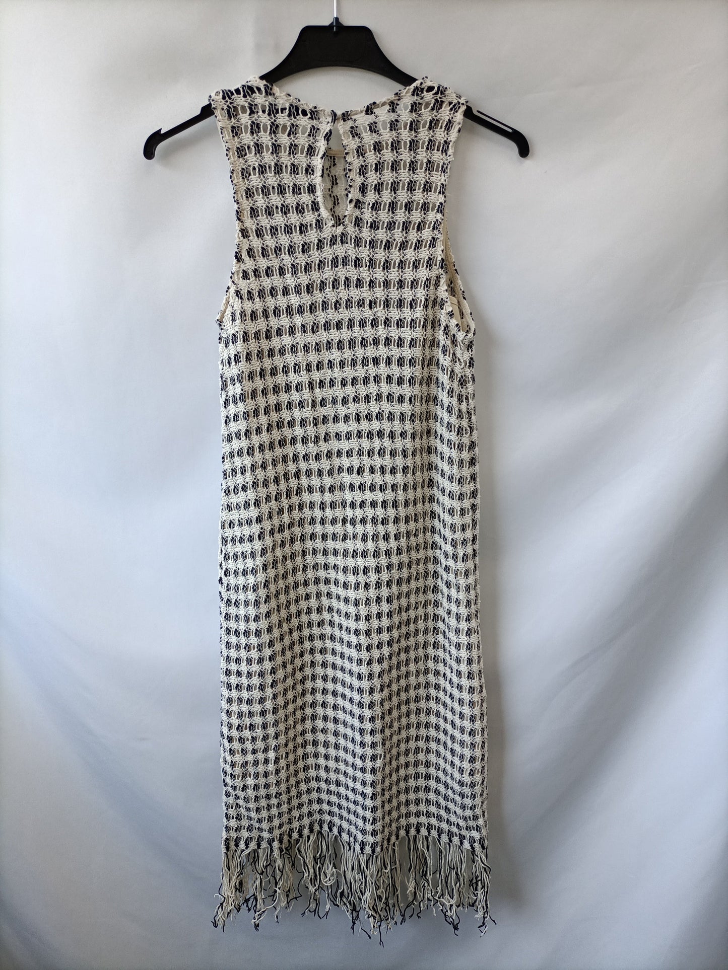 MANGO. Beige and black crochet dress Tm