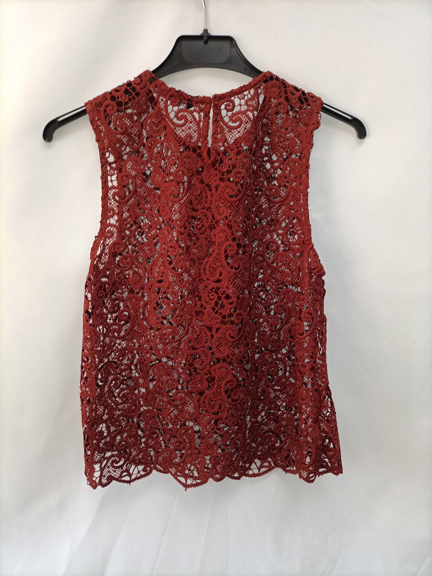 ZARA. Top encaje teja T.s