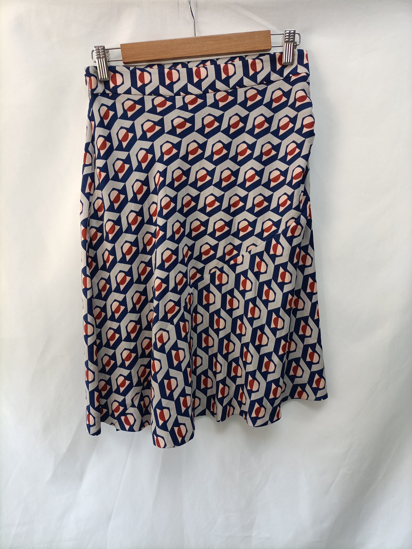 ZARA. Falda midi estampada azul clarito T. s